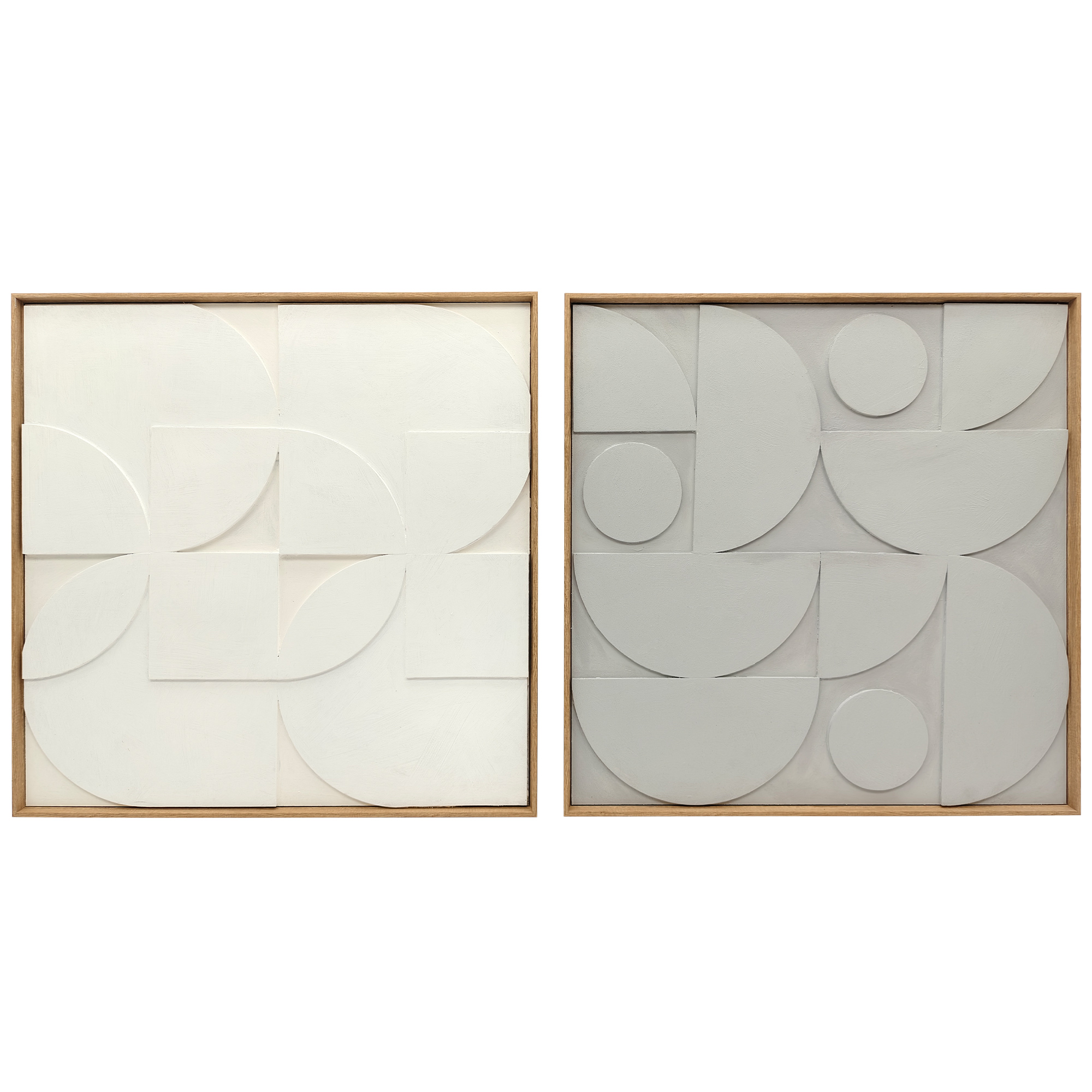 Wanddeko 3D 2er Set geometrisch Wanddekoration Modern Wand Deko für Wohnzimmer, Flur, 80 x 3,5 x 80 cm, Weiß