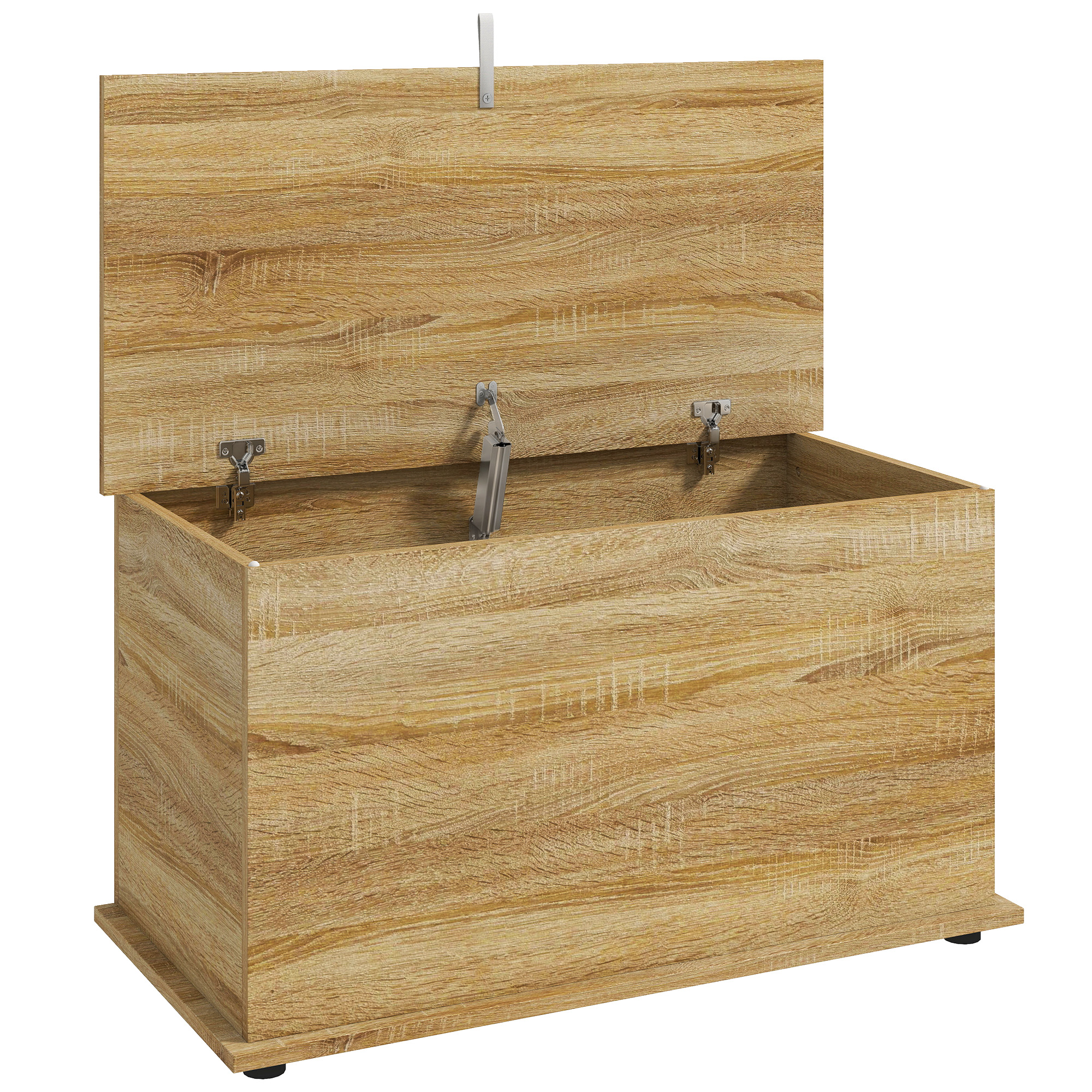 HOMCOM Aufbewahrungsbank, Aufbewahrungsbank mit klappbarem Deckel und Sicherheits-Scharniere, Schuhbank, Möbel für Diele, Flur, Schlafzimmer, Wohnzimmer, 80 x 40 x 45 cm, Naturholzoptik Aosom