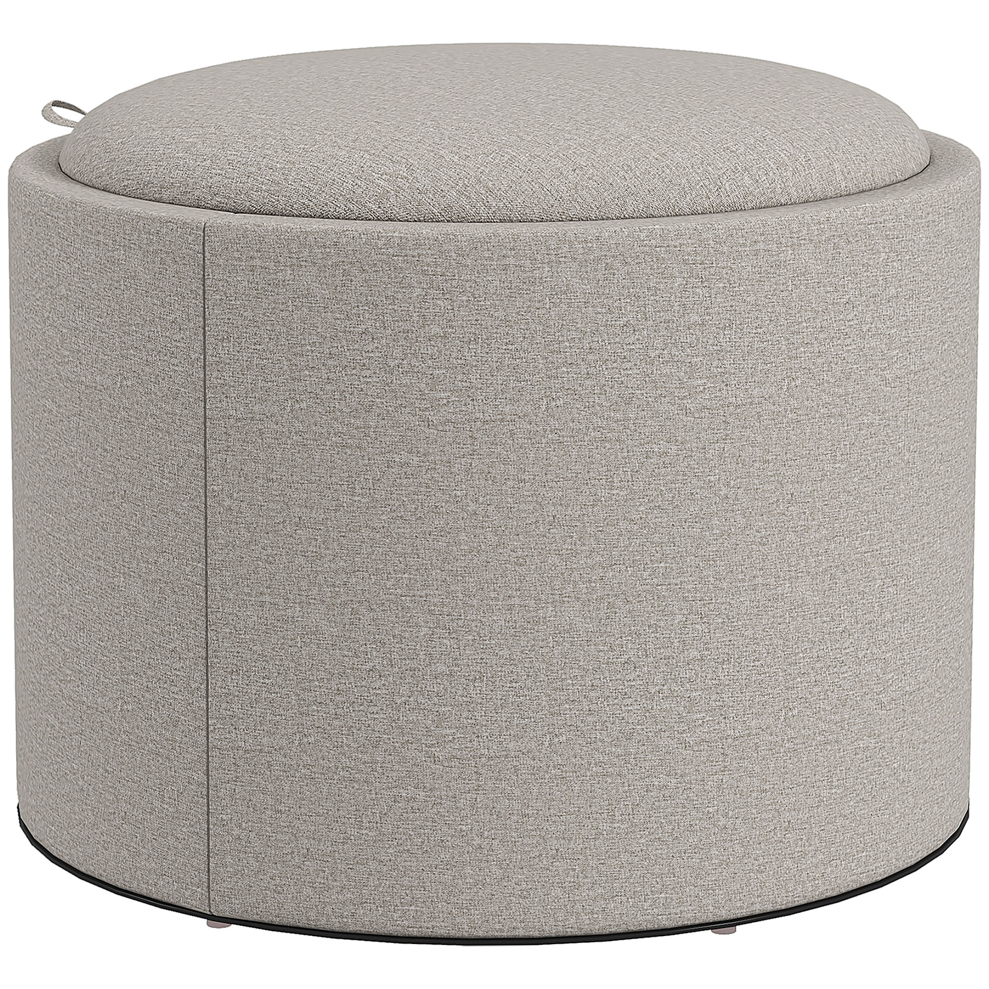 HOMCOM Sitzhocker mit Stauraum, Runder Hocker mit Klappdeckel Couchtisch, 56 x 56 x 42 cm Polsterhocker mit Leinenoptik, für Wohnzimmer, Schlafzimmer, Hellgrau Aosom