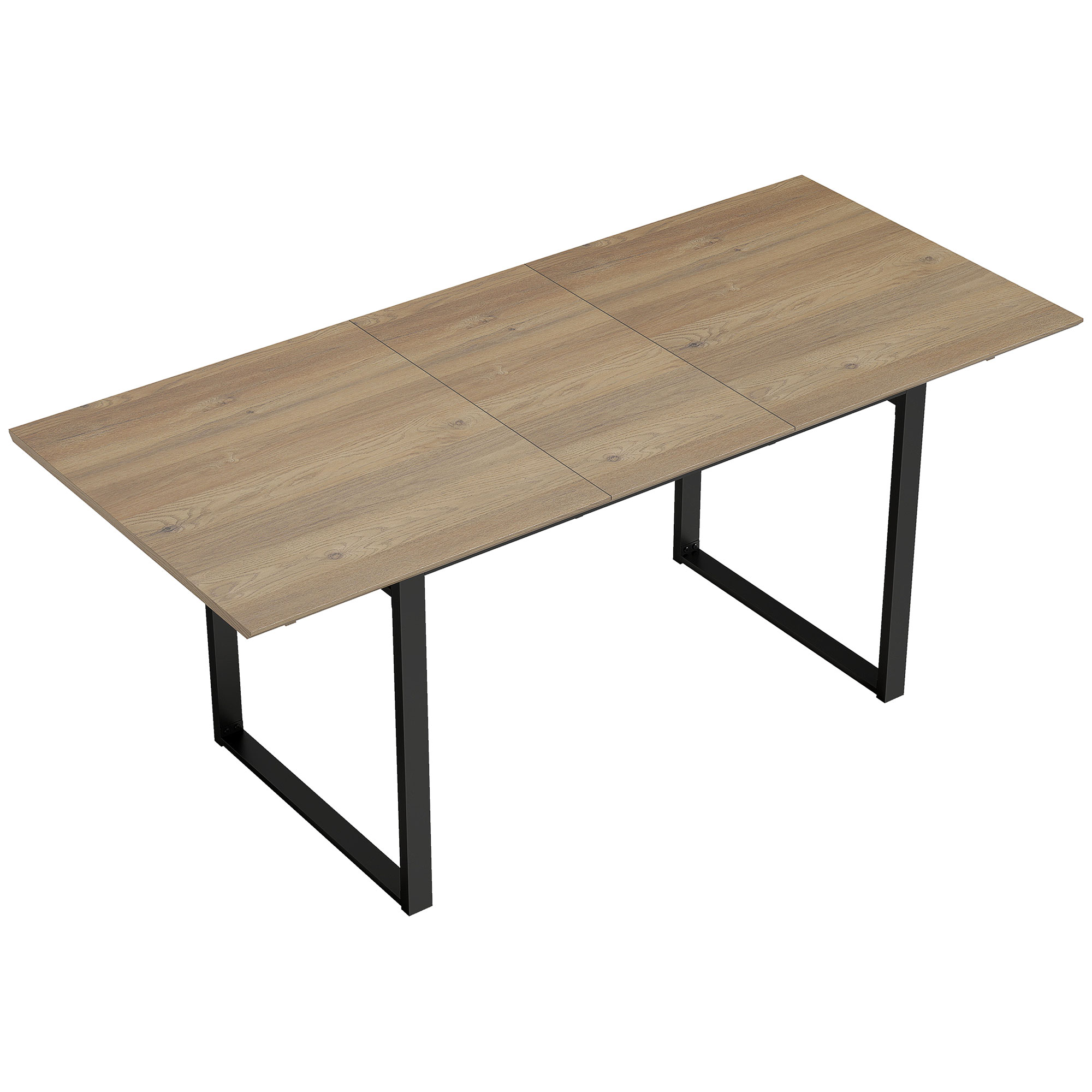 HOMCOM Esstisch ausziehbar 140/180 x 80 cm Esszimmertisch mit Tischbeine aus Stahl Rechteckiger Küchentisch für 6-8 Personen für Küche, Esszimmer, Natur Aosom