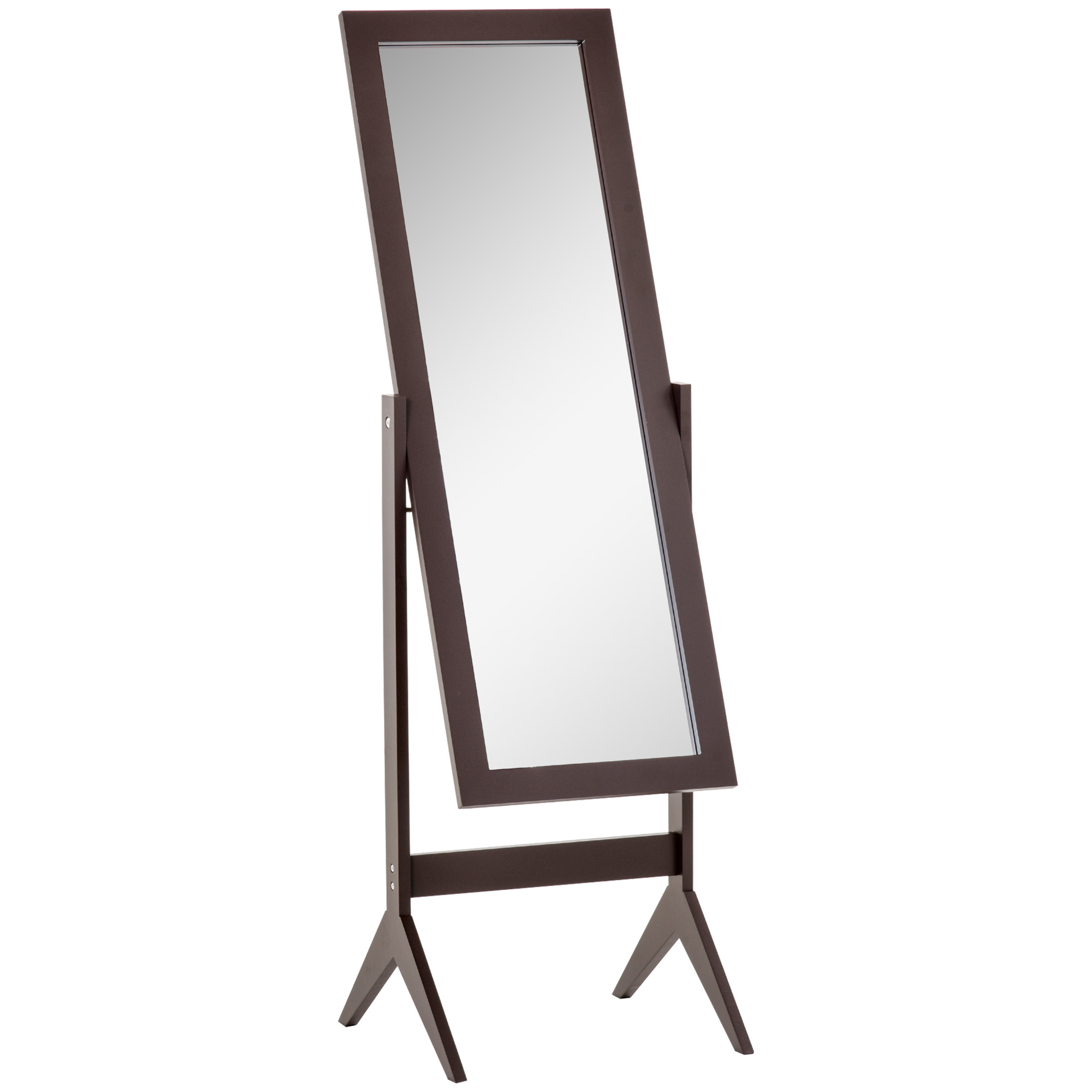 HOMCOM Standspiegel Ganzkörperspiegel Schminkspiegel mit erhöhten Füßen Pflegeleicht MDF Kaffee 47 x 46 x 148 cm für Schlafzimmer & Flur Aosom.de