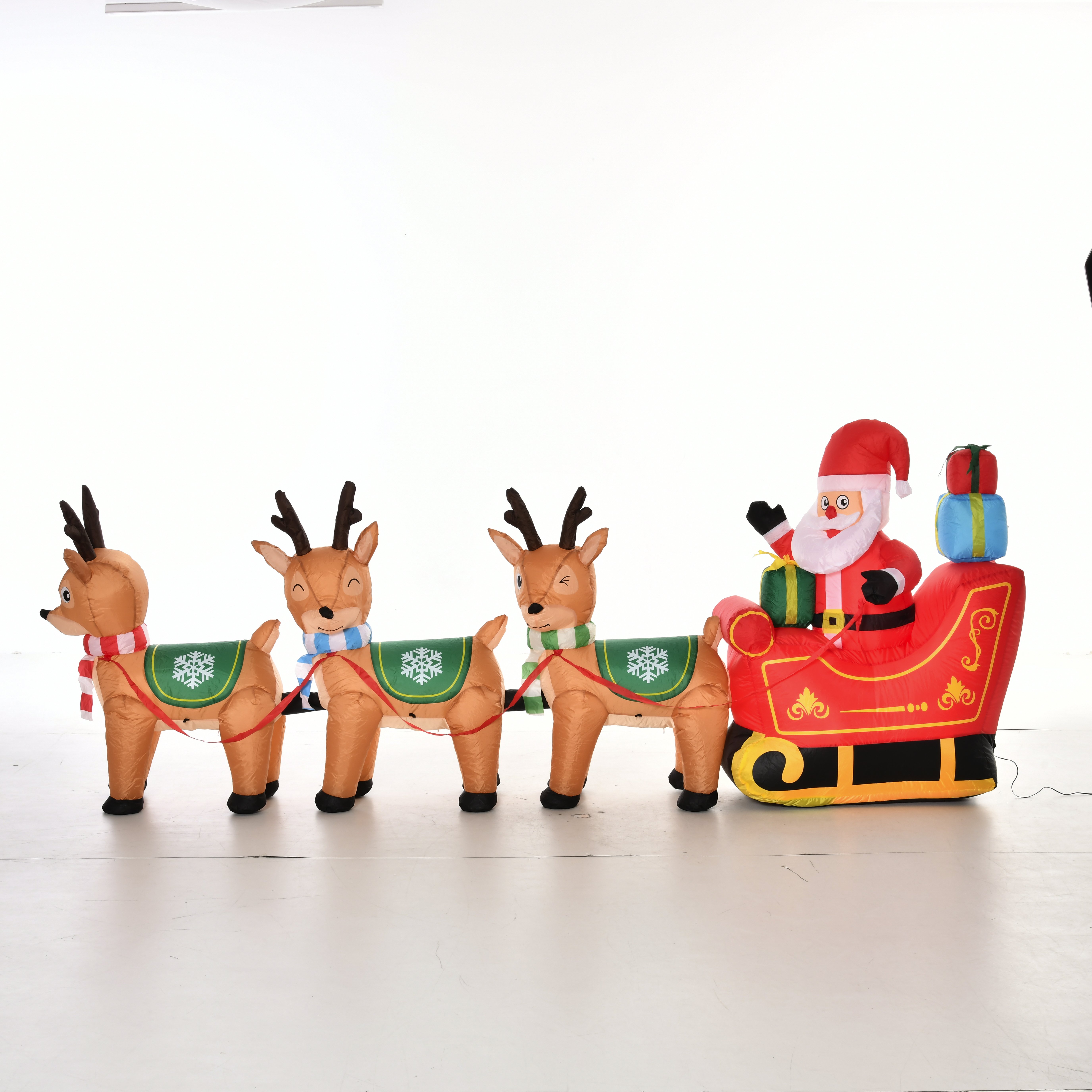 Aufblasbarer Weihnachtsmann Rentiere Outdoor-Weihnachtsdekoration, inkl. Gebläse, 140 m, Rot + Braun