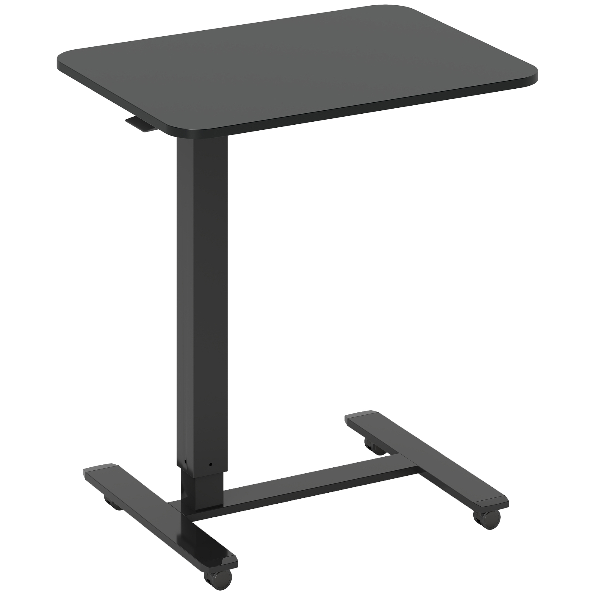 HOMCOM Höhenverstellbar Steh-Sitz C-förmig Schreibtisch Platzsparend Laptoptisch Stehpult Beistelltisch mit Rollen für Arbeitszimmer Wohnzimmer Schwarz Belastbar bis 70 kg 65 x 48 x 70-110 cm Aosom
