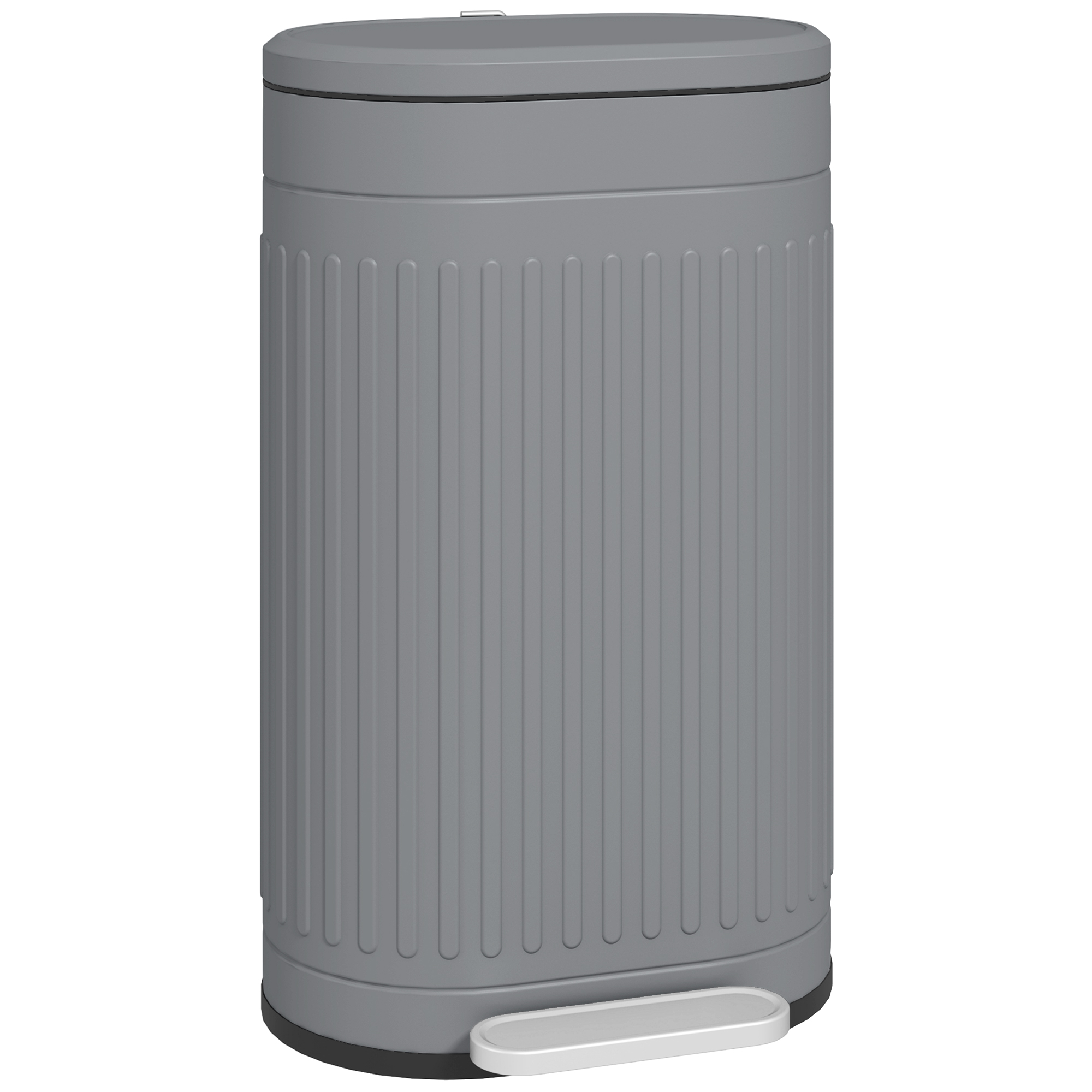 HOMCOM Mülleimer 30L Treteimer Abfalleimer mit Deckel und Fußpedal, Müllbehälter mit herausnehmbarem Inneneimer, Soft-Close-Funktion für Wohnzimmer, Büro, Grau, 36,5 x 31,2 x 60,8 cm Aosom
