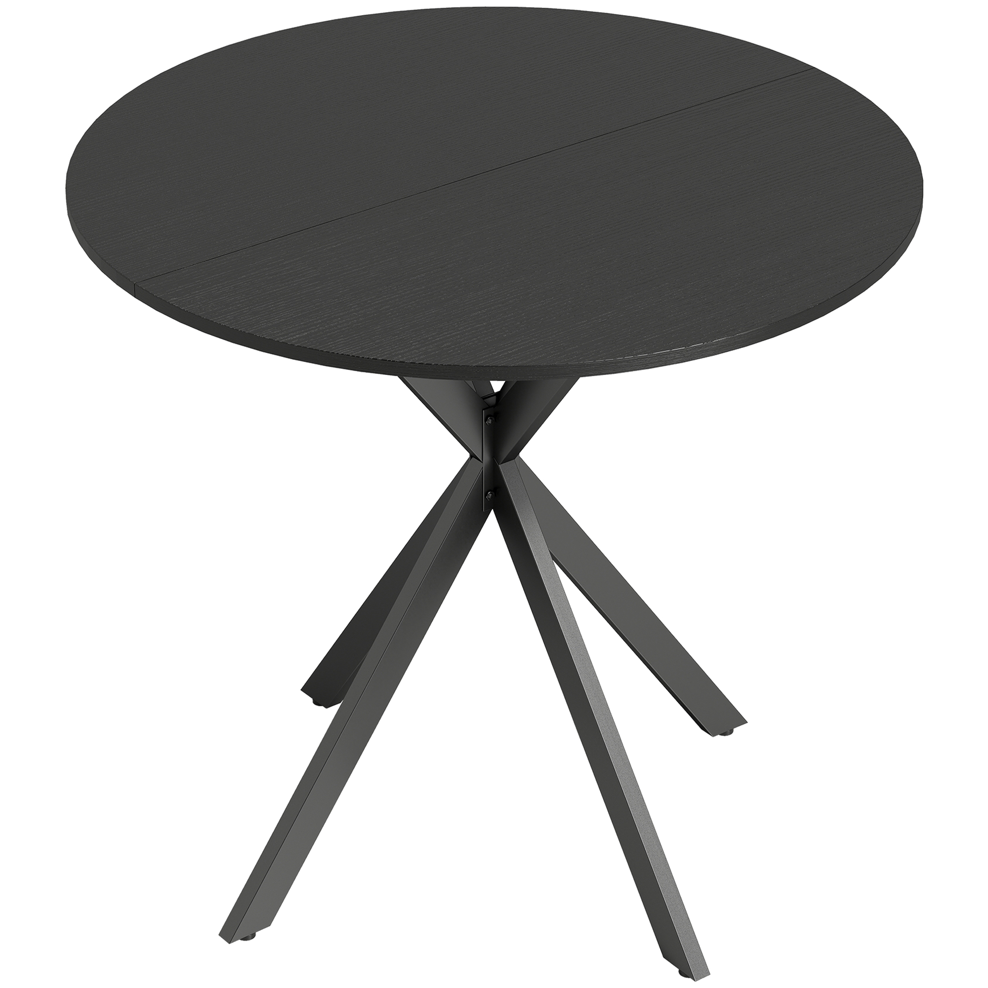 Runder Küchentisch, 80 cm, kompakte Tischplatte, Spanplatte, Metall, Schwarz