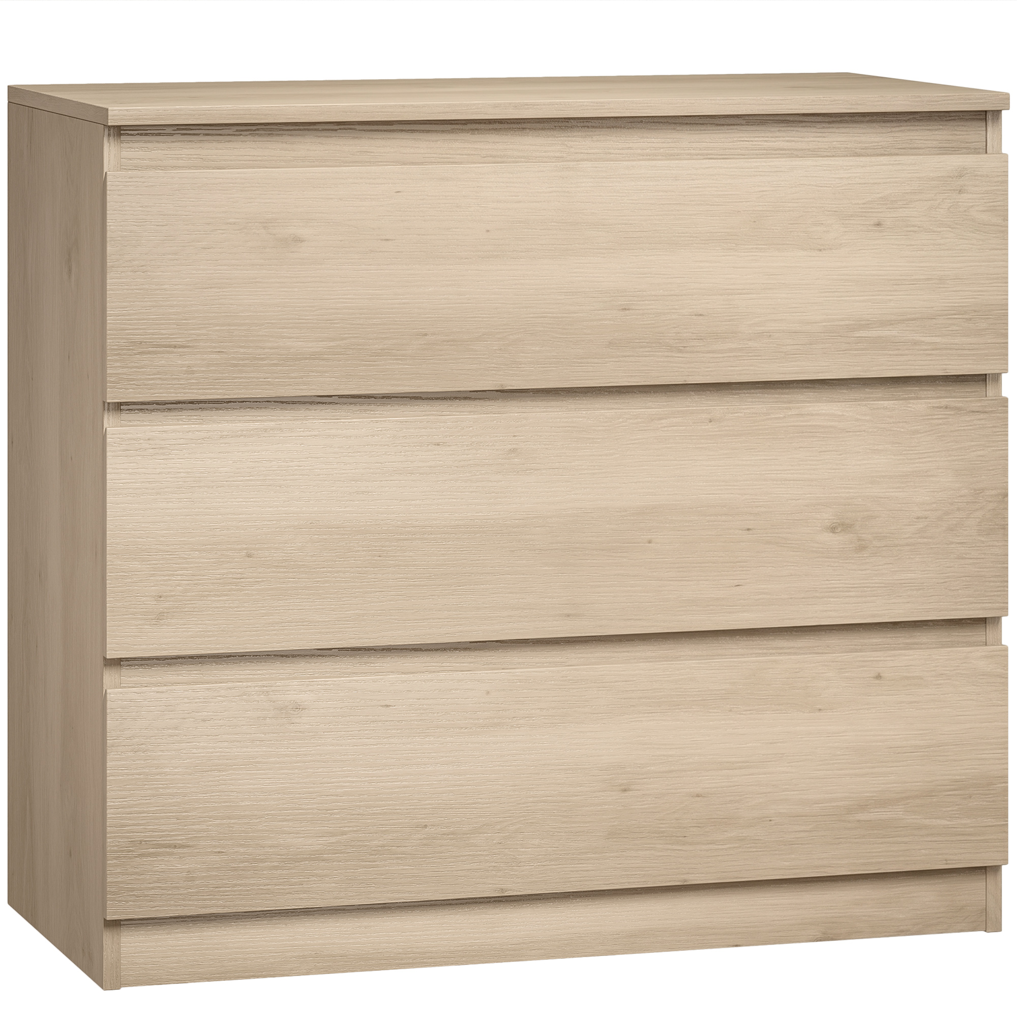 HOMCOM 3-Drawer Storage Organiser Unit, Chest of Drawers for Bedroom, Living Room, 80 x 39 x 73cm, Oak (831-538V80AK)