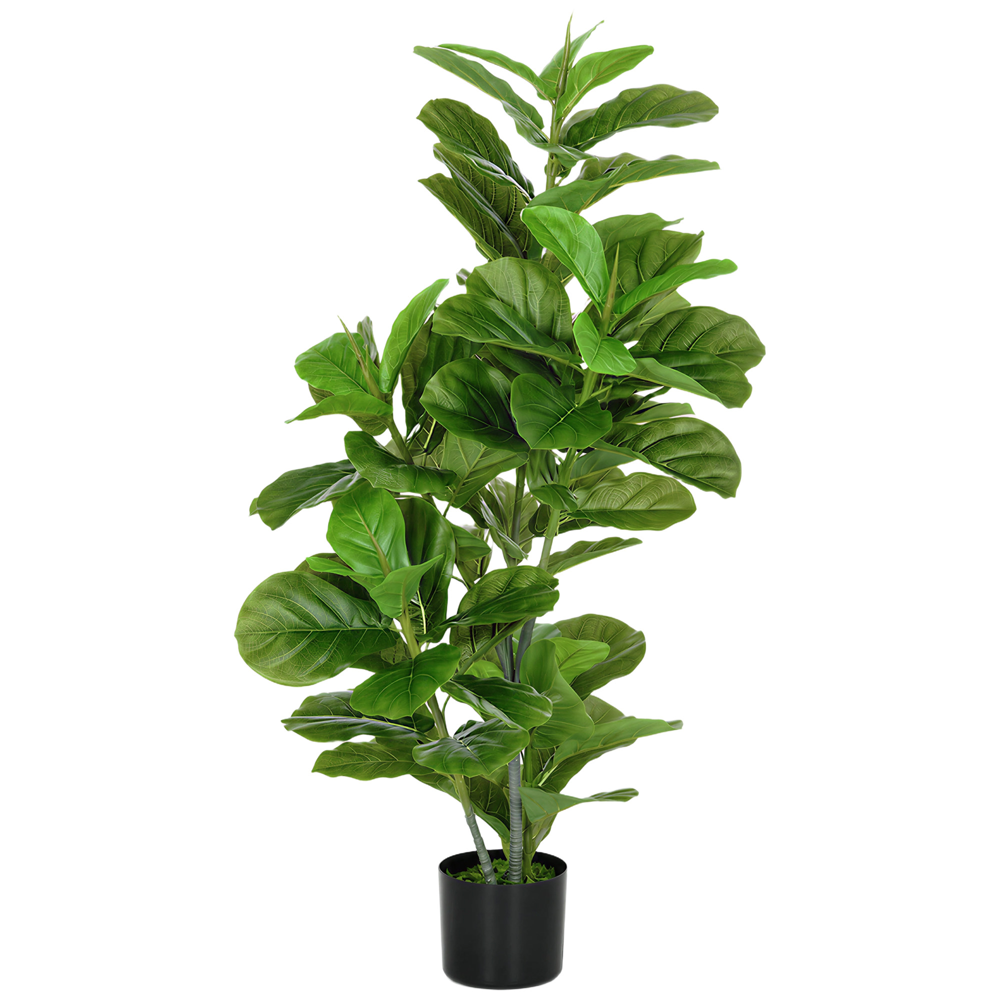 HOMCOM Künstliche Ficus-Pflanze, 110 cm hoch mit 90 Blättern & Topf, Dekorativer Kunstbaum für Wohnzimmer & Büro, Grün Aosom