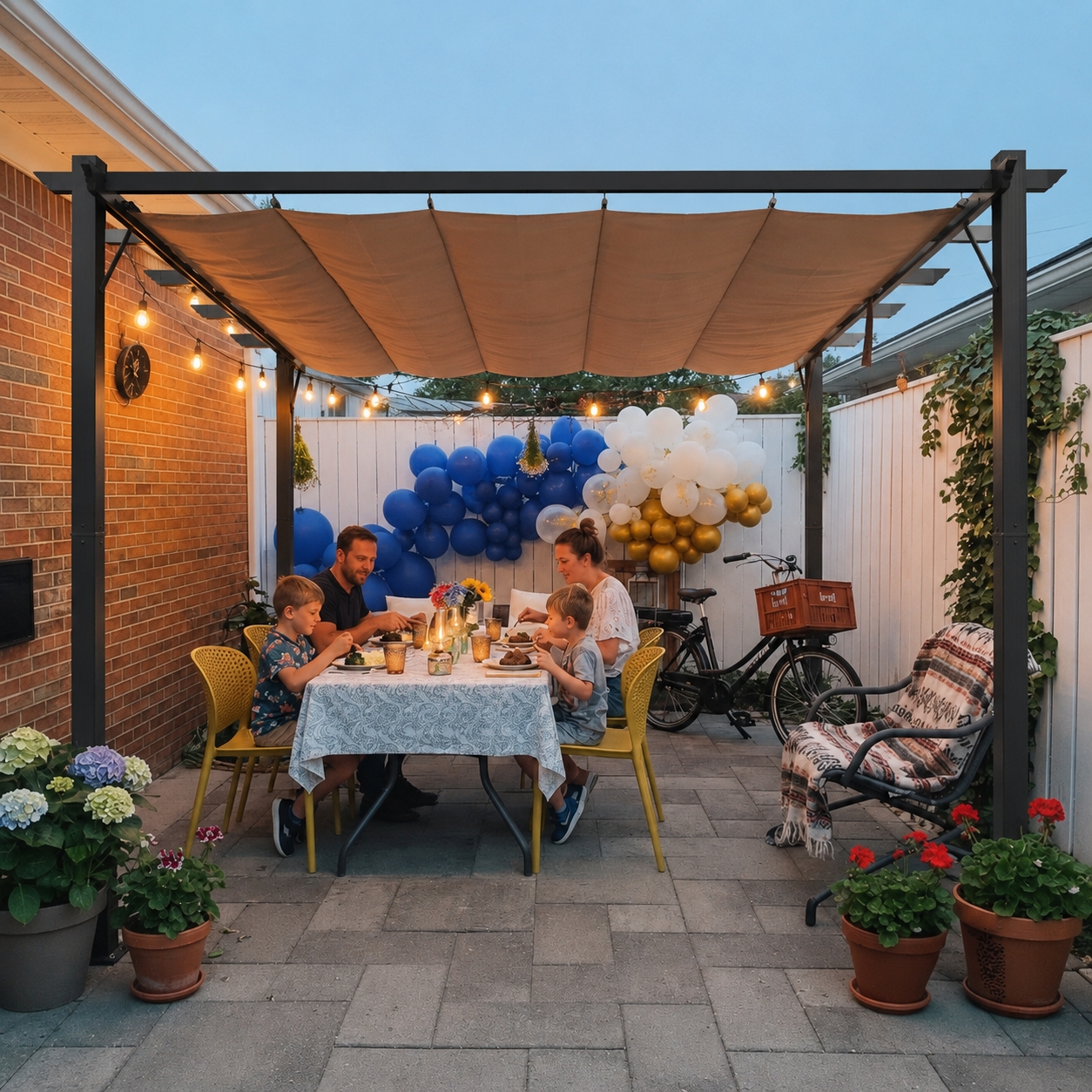 Outsunny Pergola met Schaduwdoek 300x400 cm Grijs Bruin, Aluminium Pergola-Luifel met Uitschuifbaar UV-Bestendig Doek voor Terras en Tuin | Aosom.nl