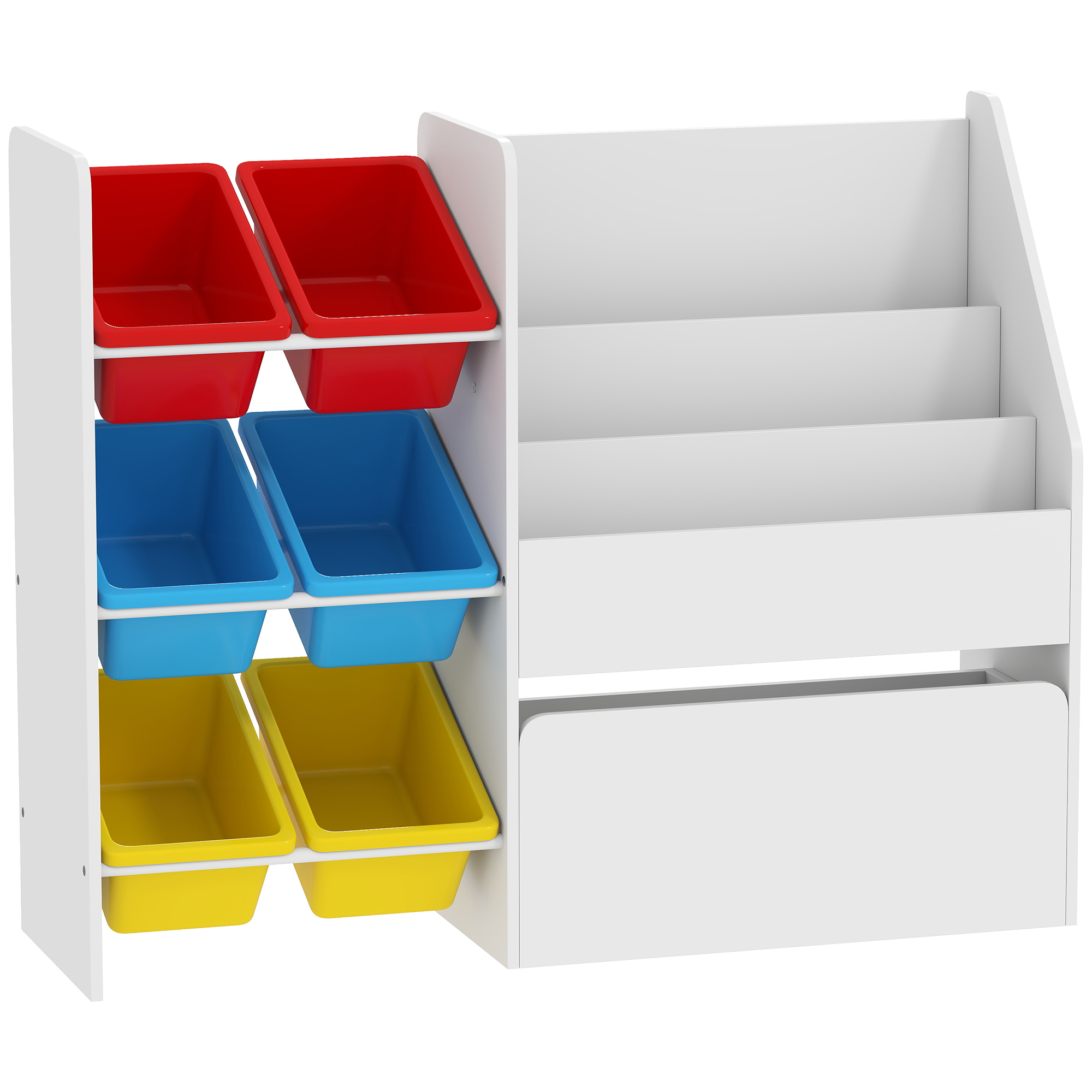 Aiyaplay Multicolour Toy Storage Unit, 3-Tier Toy Organiser Shelf With 6 Removable Storage Bins For Bedroom, Nursery,