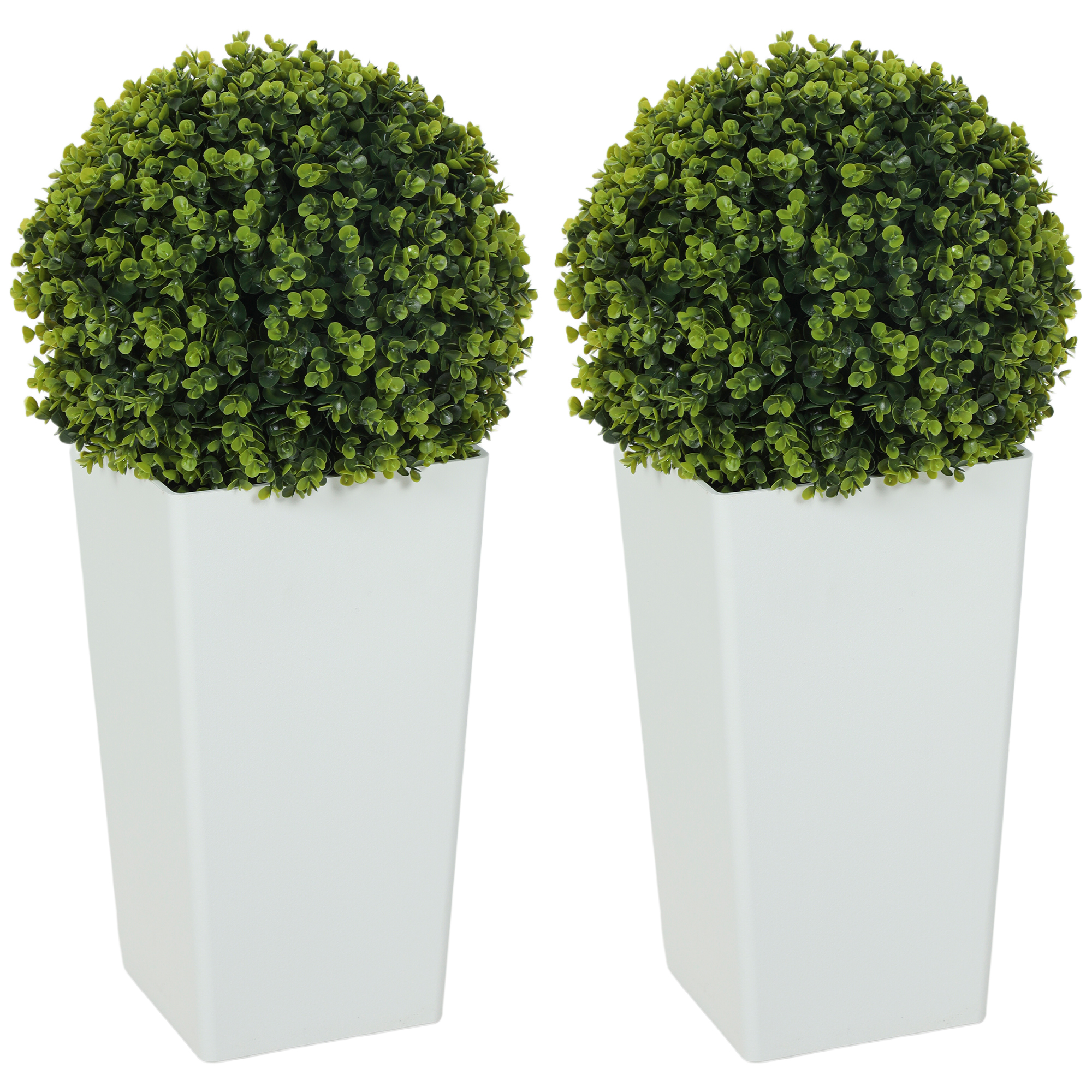 HOMCOM 2er-Set Künstlicher Eukalyptuskugeln 65 cm Kunstpflanze mit 330 Blättern im Topf, künstliche Pflanzen Plastik wie echt Deko mit UV-Schutz für Wohnzimmer Schlafzimmer Büro Garten Aosom