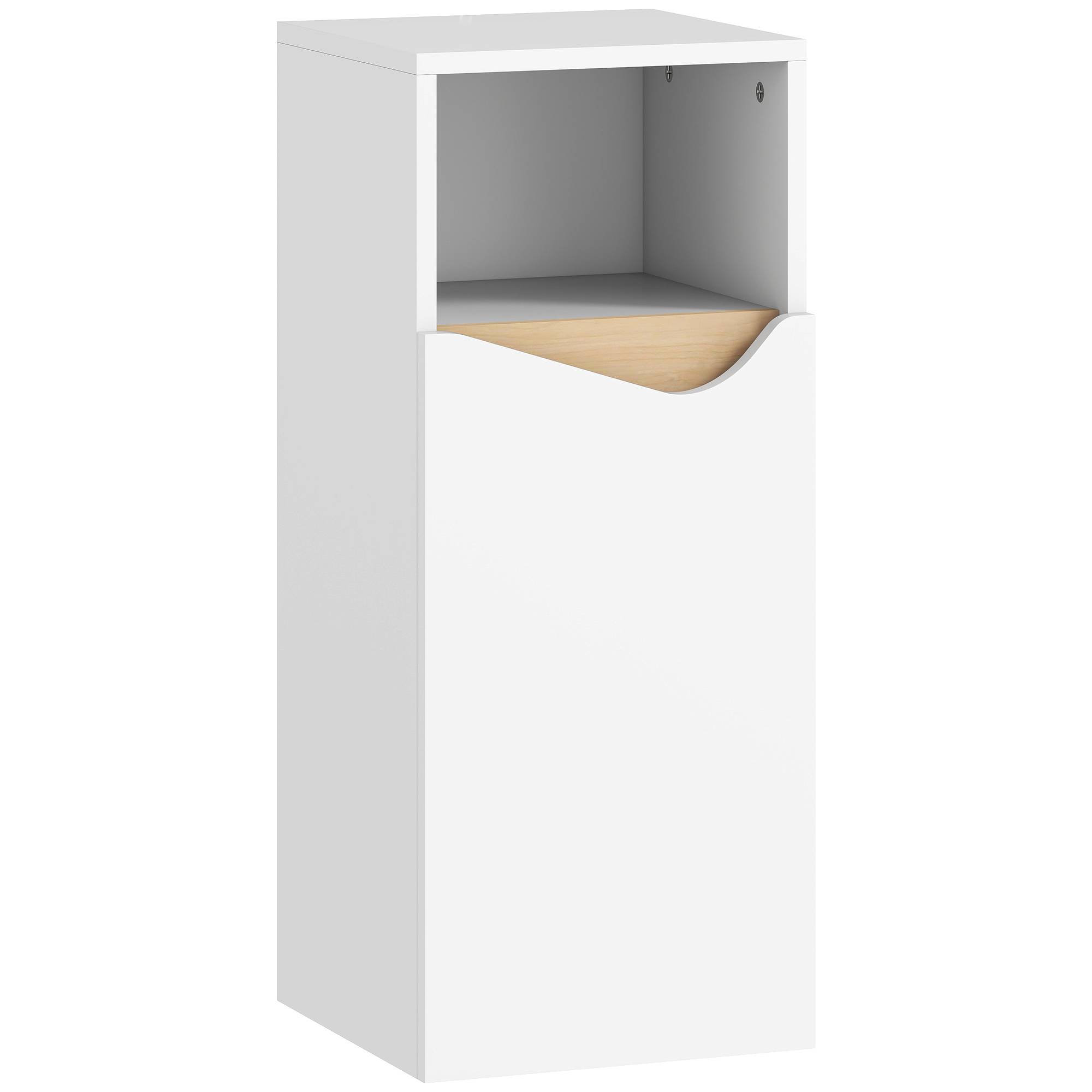 HOMCOM Badezimmerschrank Schmal Badschrank mit Verstellbaren Ablagen, offenem Fach, Soft-Close-Tür Toilettenschrank für Badezimmer, Wohnzimmer 30 x 30 x 71,5 cm Weiß Aosom