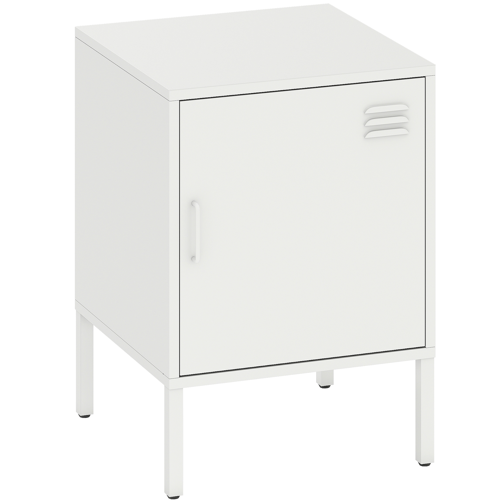HOMCOM Nachttisch, Beistelltisch mit verstellbarer Ablage, Stahlrahmen, moderner Nachtschrank für Schlafzimmer, Wohnzimmer, Weiß, 40 x 40 x 56 cm Aosom