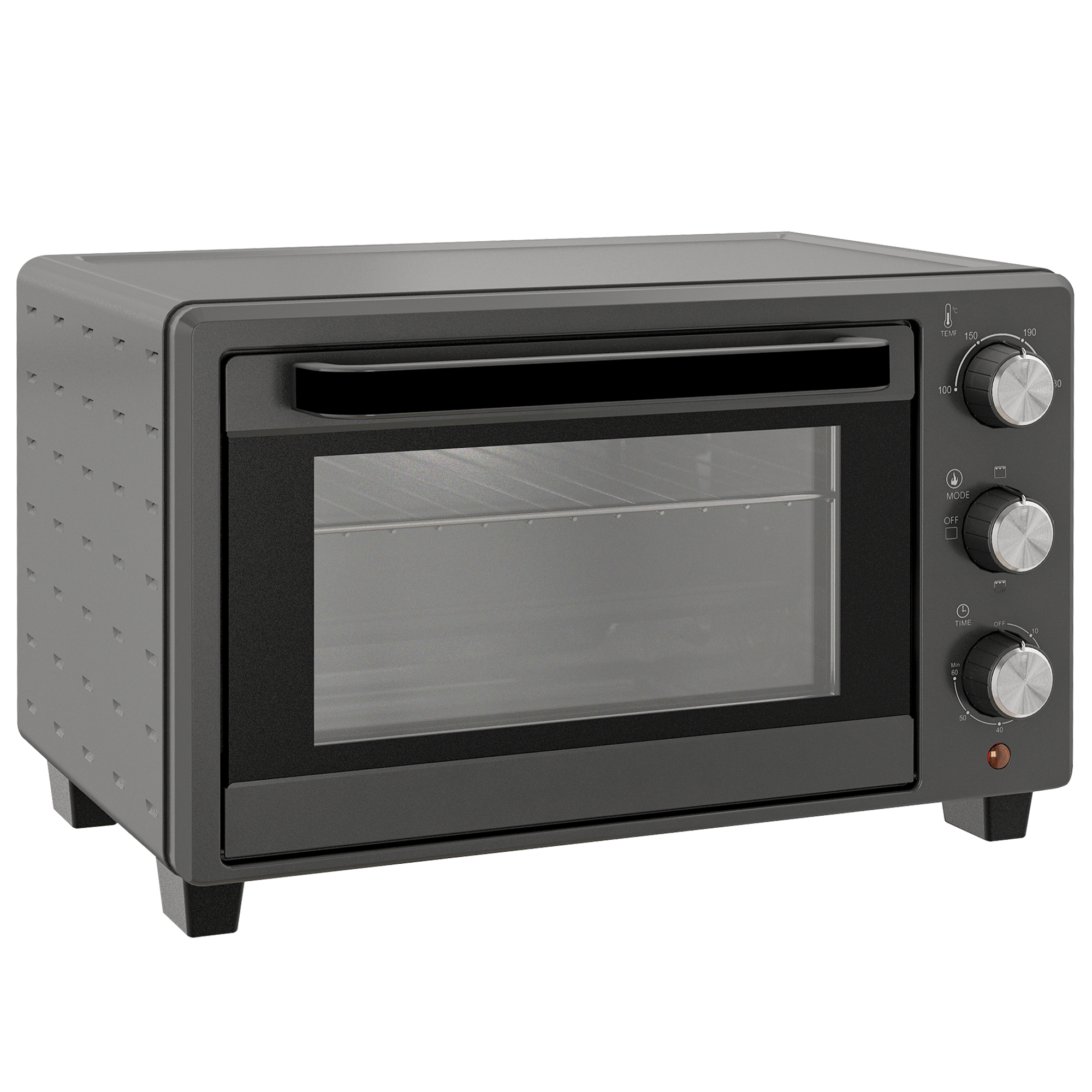 HOMCOM Minibackofen 21L 1400W 60 Min. Timer, Kleinbackofen mit 100 °C-230 °C einstellbar Temperatur Garzeit, Mini Ofen mit Backblech, Drahtgestell, Tischofen aus Edelstahl, Grau Aosom