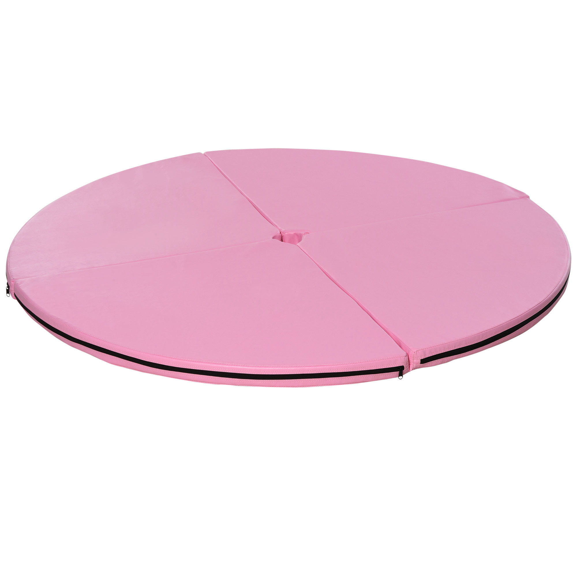HOMCOM Tanzstangenmatte, Ø 150cm Stangentanz Schutzmatte, 5 cm dick Pole Dance Matte, faltbare Sicherheitsmatte, tragbare Fitness Matte, Stoßdämpfende Sicherheitsmatte, Gymnastik, Yoga, Rosa Aosom