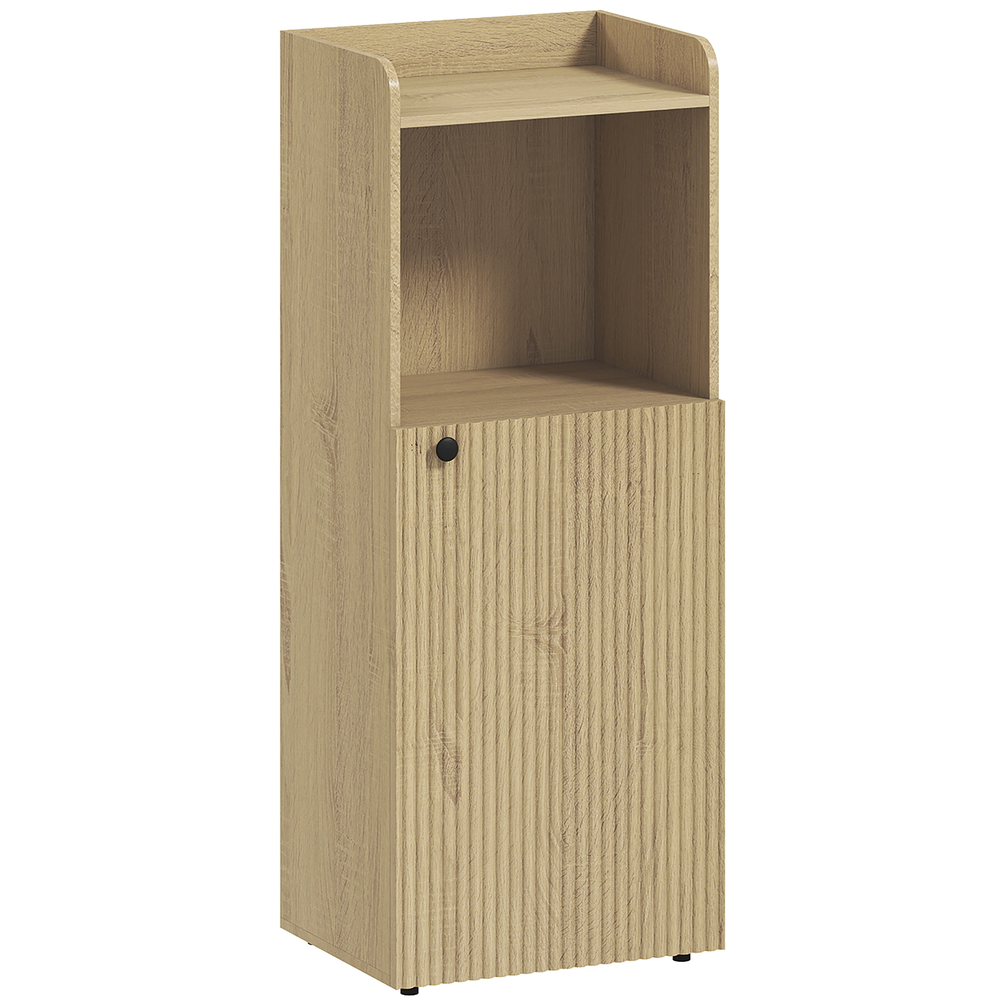HOMCOM Badezimmerschrank Nischenschrank mit Schrank, offen Regal, verstellbar Regal, Badschrank Toilettenschrank Beistellschrank für Badezimmer, kleine Räume, 40 x 31 x 104 cm, Gelbeiche Aosom
