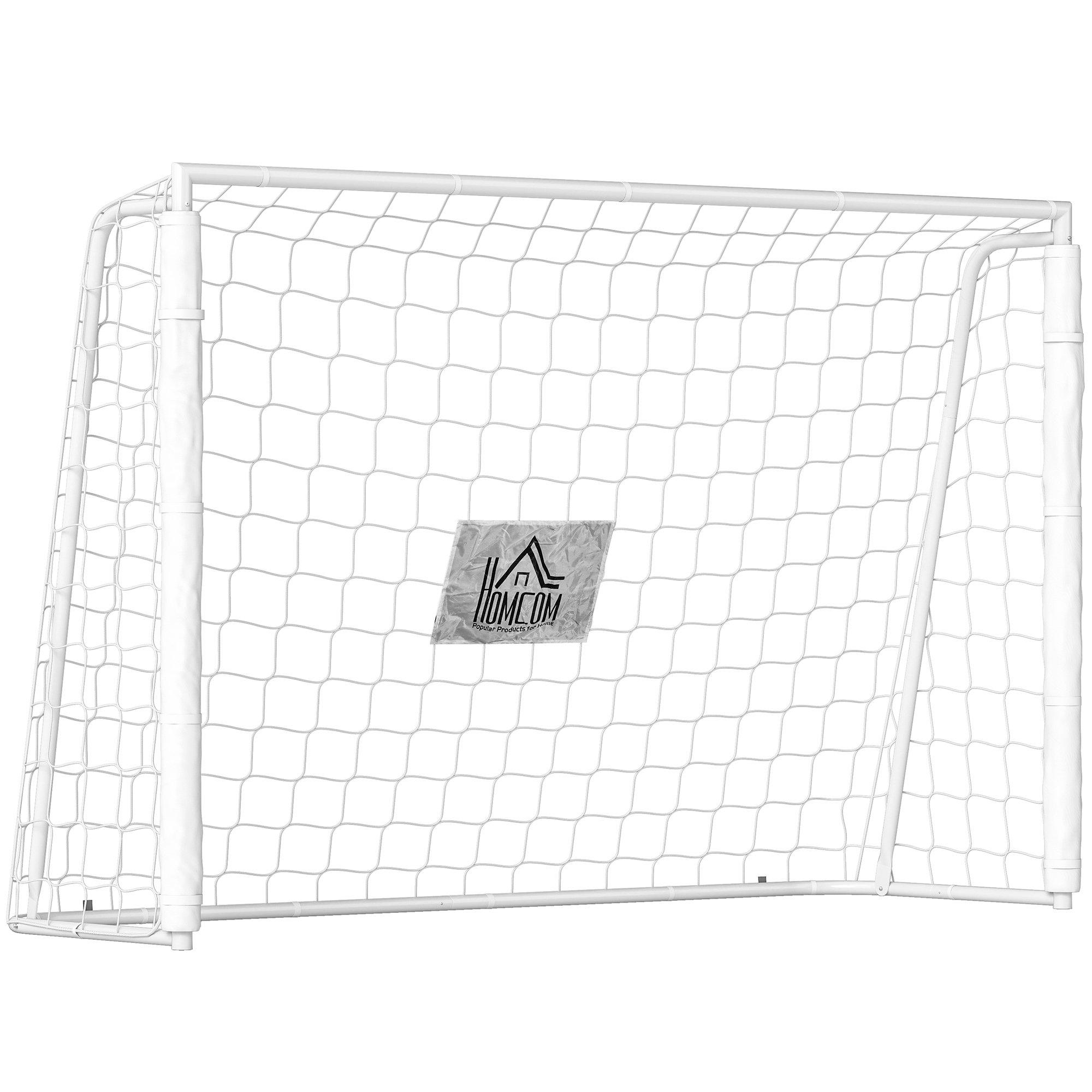 HOMCOM Fußballtor für Jugendliche & Erwachsener 186 x 123 cm Outdoor Fußballtor mit Netz Erdhaken Stoßdämpfenden, Fußball Tor für Garten, Weiß Aosom