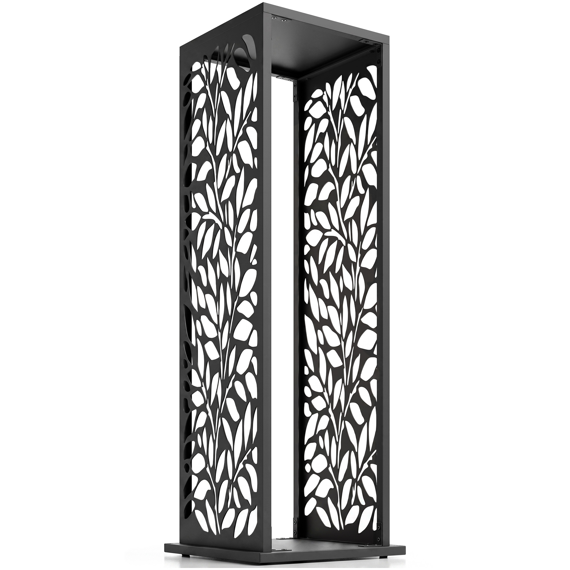 Outsunny Porte-bûches 38 x 38 x 112cm étagère surélevée pour bûches avec 4 crochets découpes décoratives jusqu'à 100 kg acier Outsunny Porte-bûches 38 x 38 x 112cm étagère surélevée pour bûches avec 4 crochets découpes décoratives jusqu'à 100 kg acier