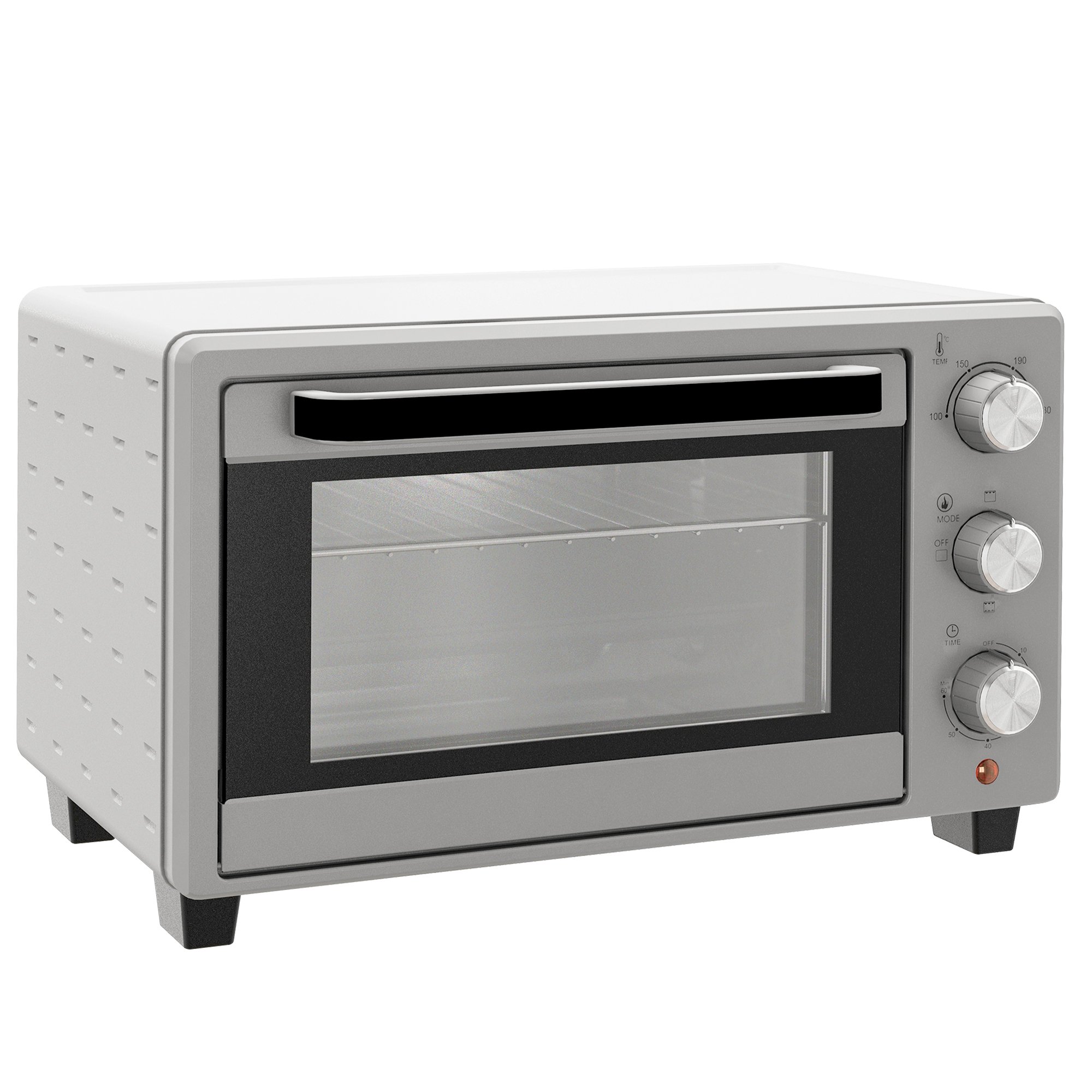 HOMCOM kleine Backofen 21L, 100°C-230°C, 1 Std. Timer, mit 3 Kochmodi, Drahtgestell, Backblech, Edelstahl, 46L x 38,5B x 29H cm, Silber Aosom
