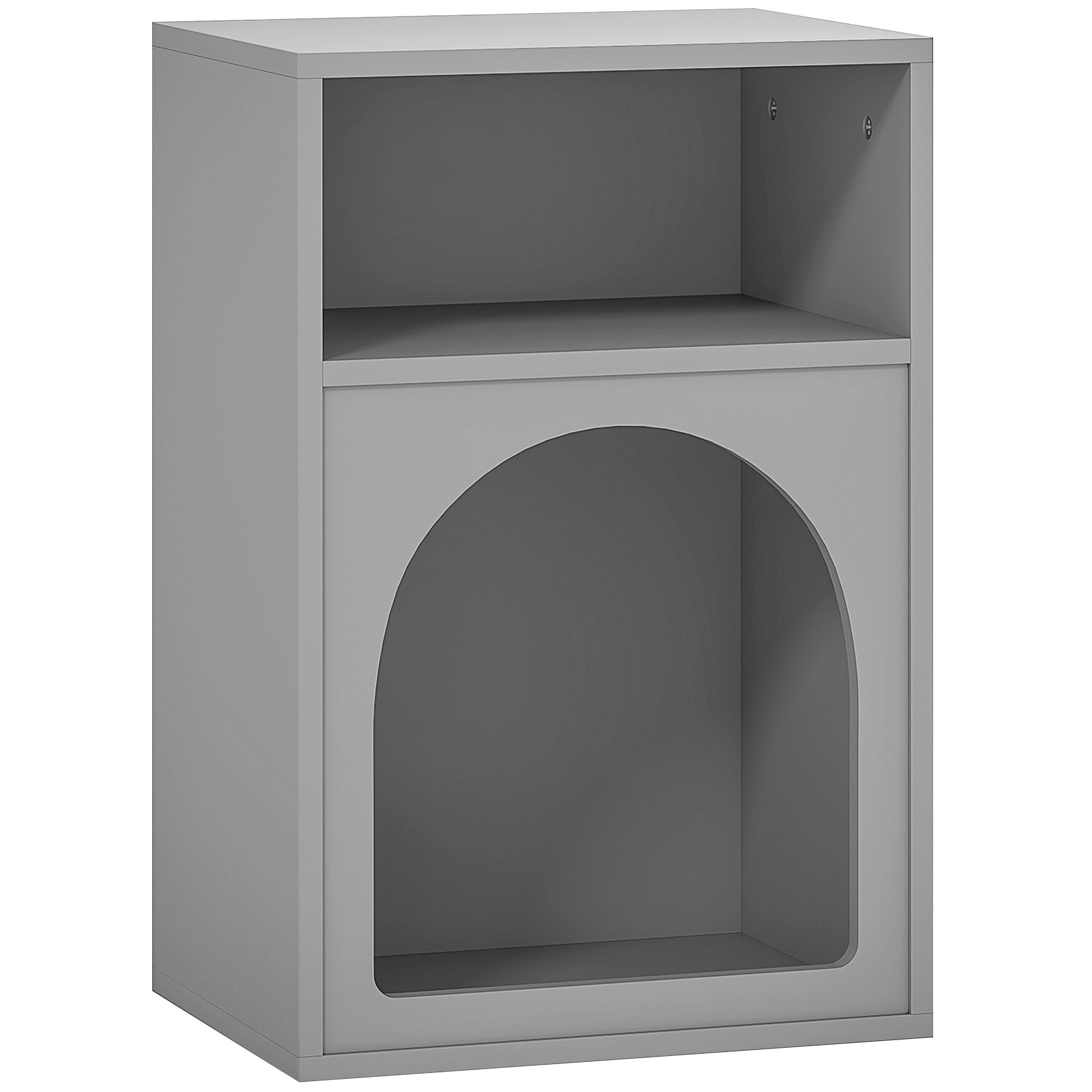HOMCOM Moderner Nachttisch Schmaler Nachttisch mit 2 offenen Fächern Bogenförmiges Design Beistelltisch für Wohnzimmer Schlafzimmer 40x30x60 cm Grau Aosom