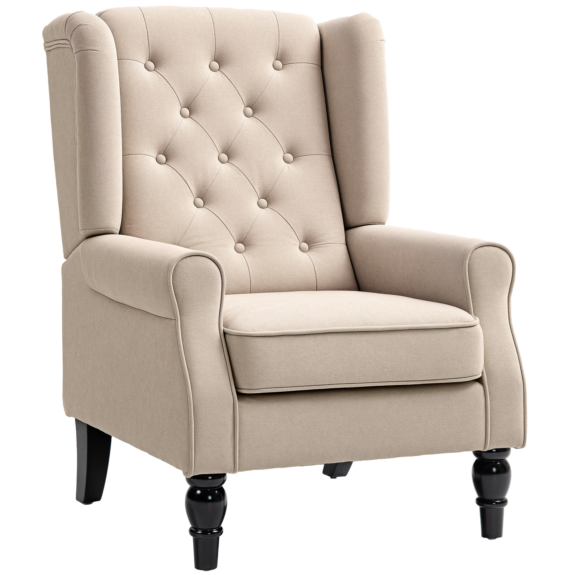 Eleganter Ohrensessel, dick gepolstert, abnehmbarer Bezug, 74 x 87 x 102 cm, Beige