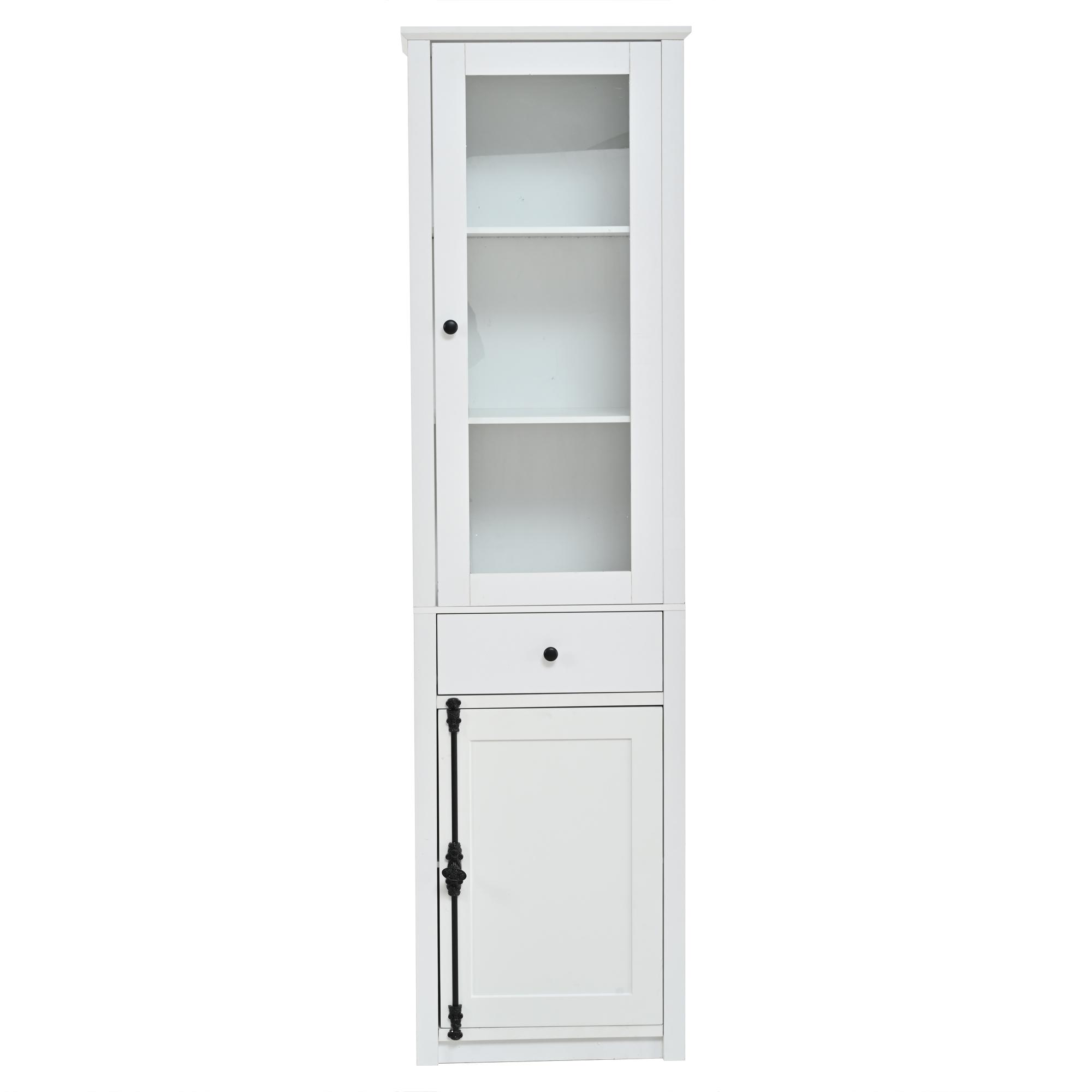 Vitrina alta con iluminación LED, Blanco | Aosom España