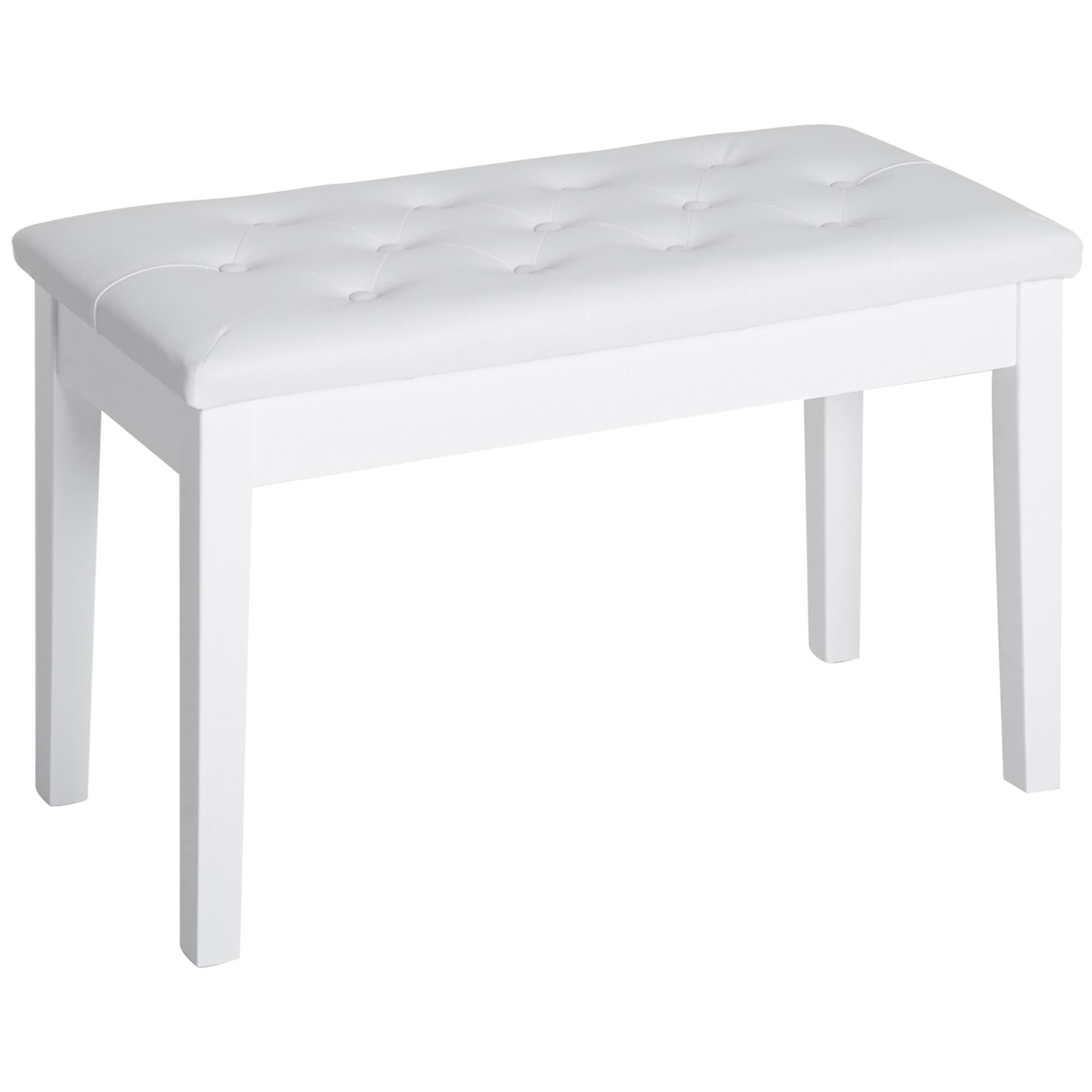 HOMCOM pianokruk, traditionele landelijke stijl, met opbergruimte, rubberhout, kunstleer, 76 x 36 x 50 cm, wit | Aosom.nl