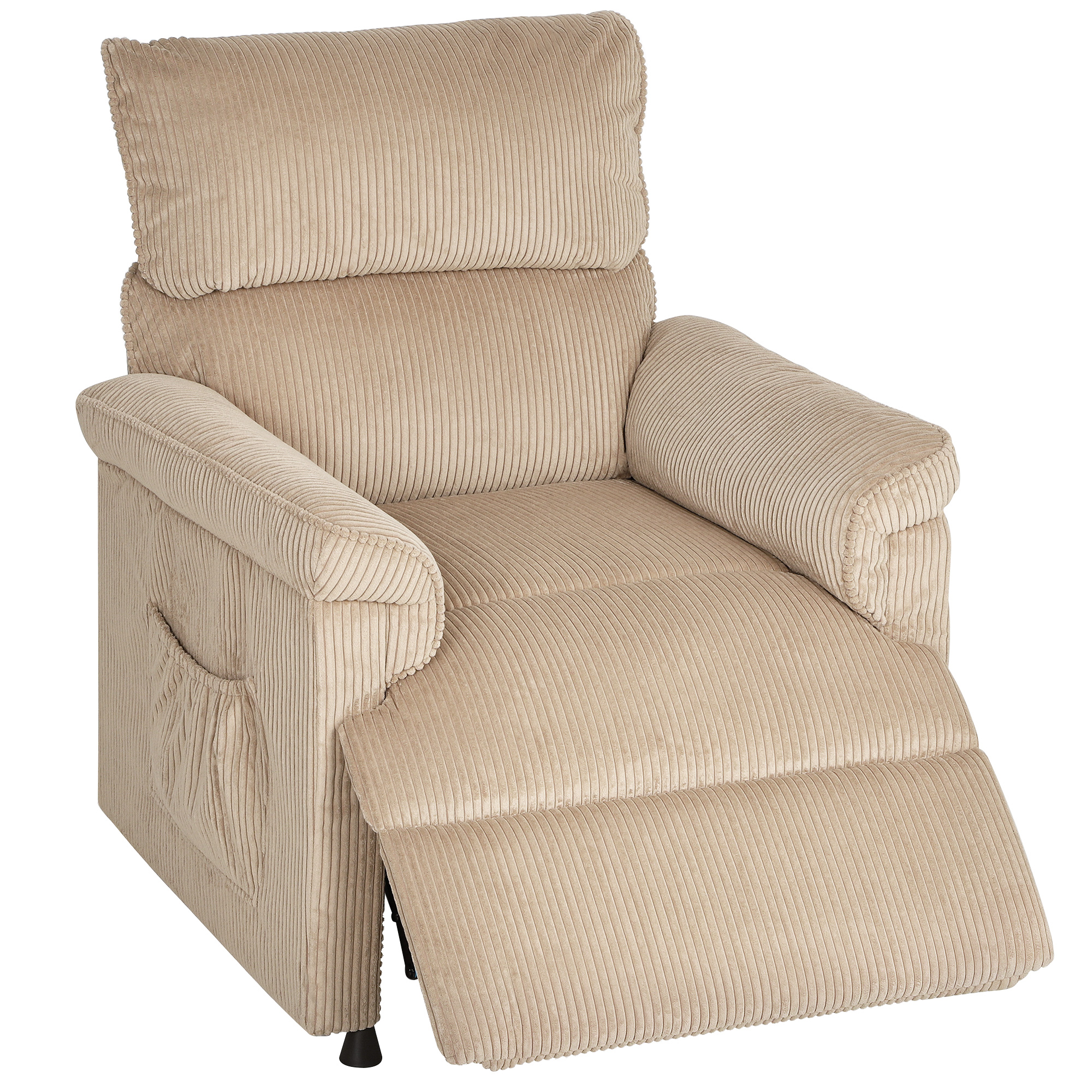 HOMCOM Relaxsessel Fernsehsessel mit Vibrationsmassage, Heiz- und Liegefunktion, Massagesessel mit Memory-Funktion, geräuscharm TV Sessel mit Fernbedienung USB-Ladeanschluss Kord Seitentasche, Braun Aosom