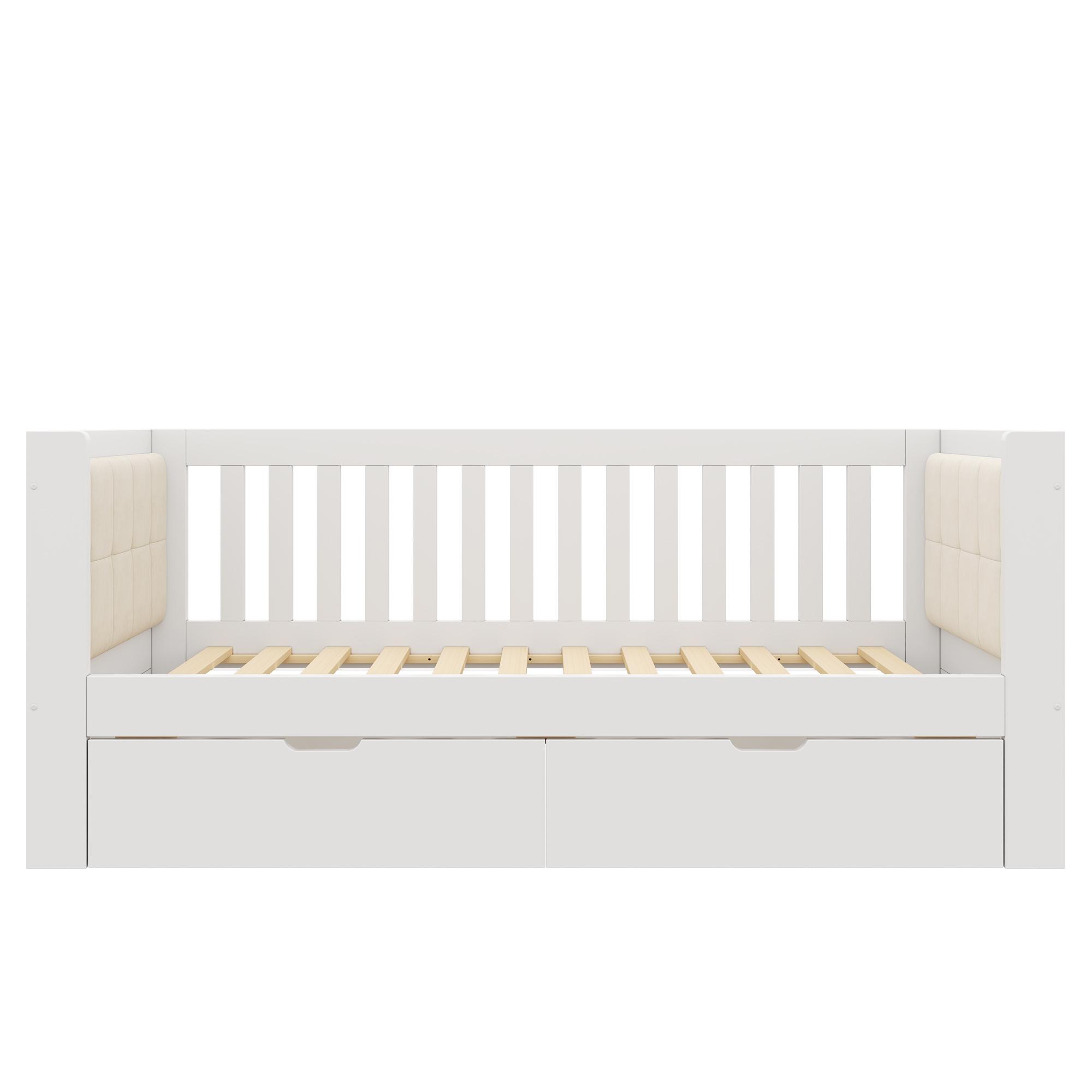 Sofá cama 90x200 cm con 2 cajones, Blanco | Aosom España