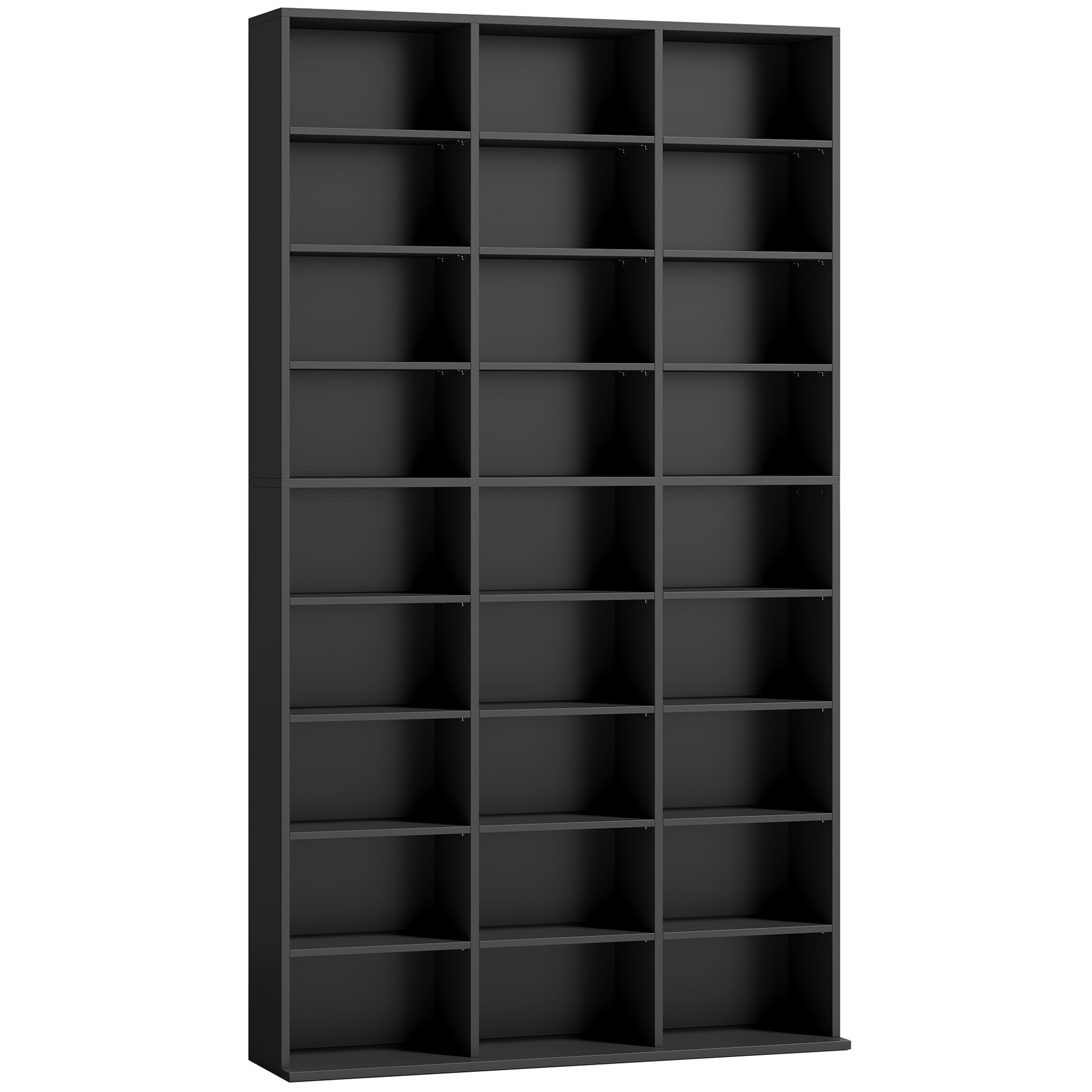 HOMCOM CD-Möbel mit 9 Ebenen und 21 verstellbaren Böden, Regal für 835 CD/500 DVD/640 Blu-ray, platzsparend, CD-Möbel mit 27 Fächern, für Wohnzimmer, Büro, 100x24x175 cm, Schwarz   Aosom