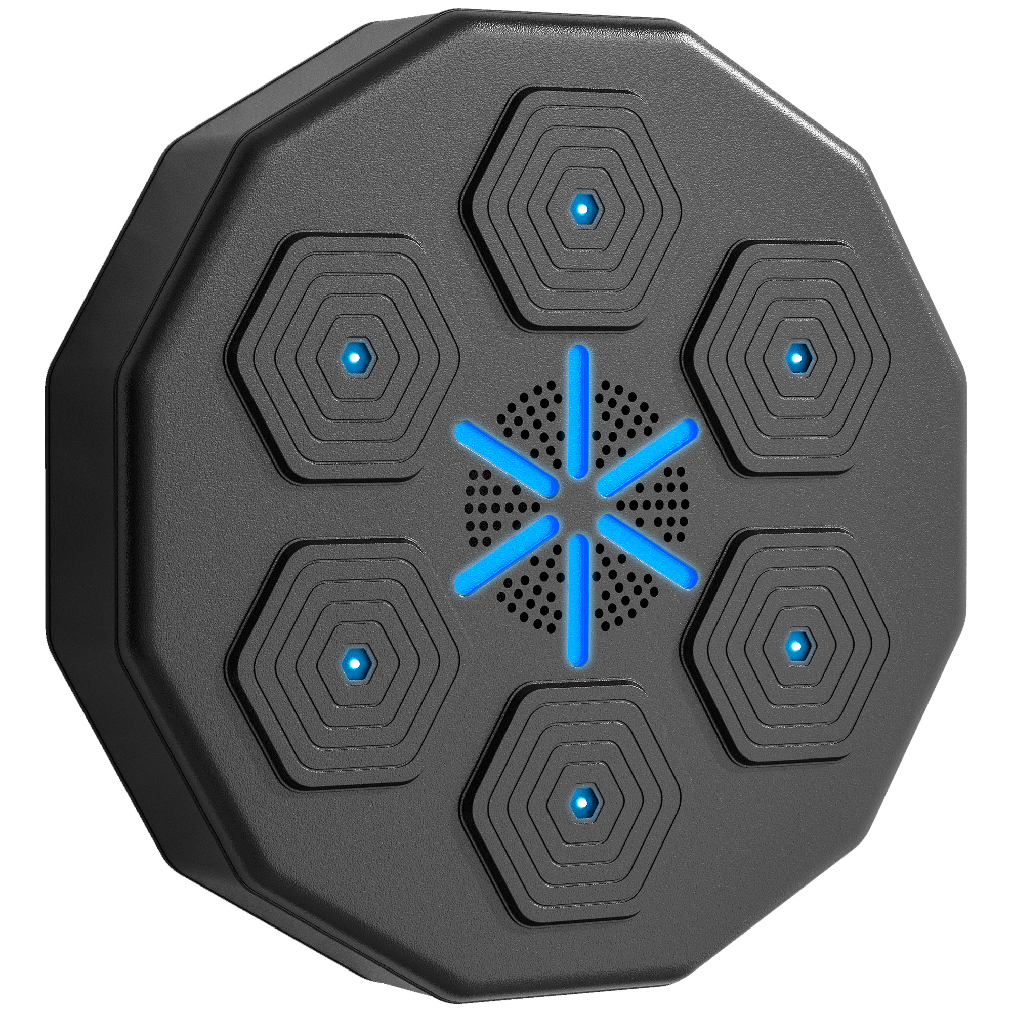 Boxtrainer mit Musikfunktion, Bluetooth, leuchtende Punkte, Wandaufhängung, Kunstleder, Schwarz