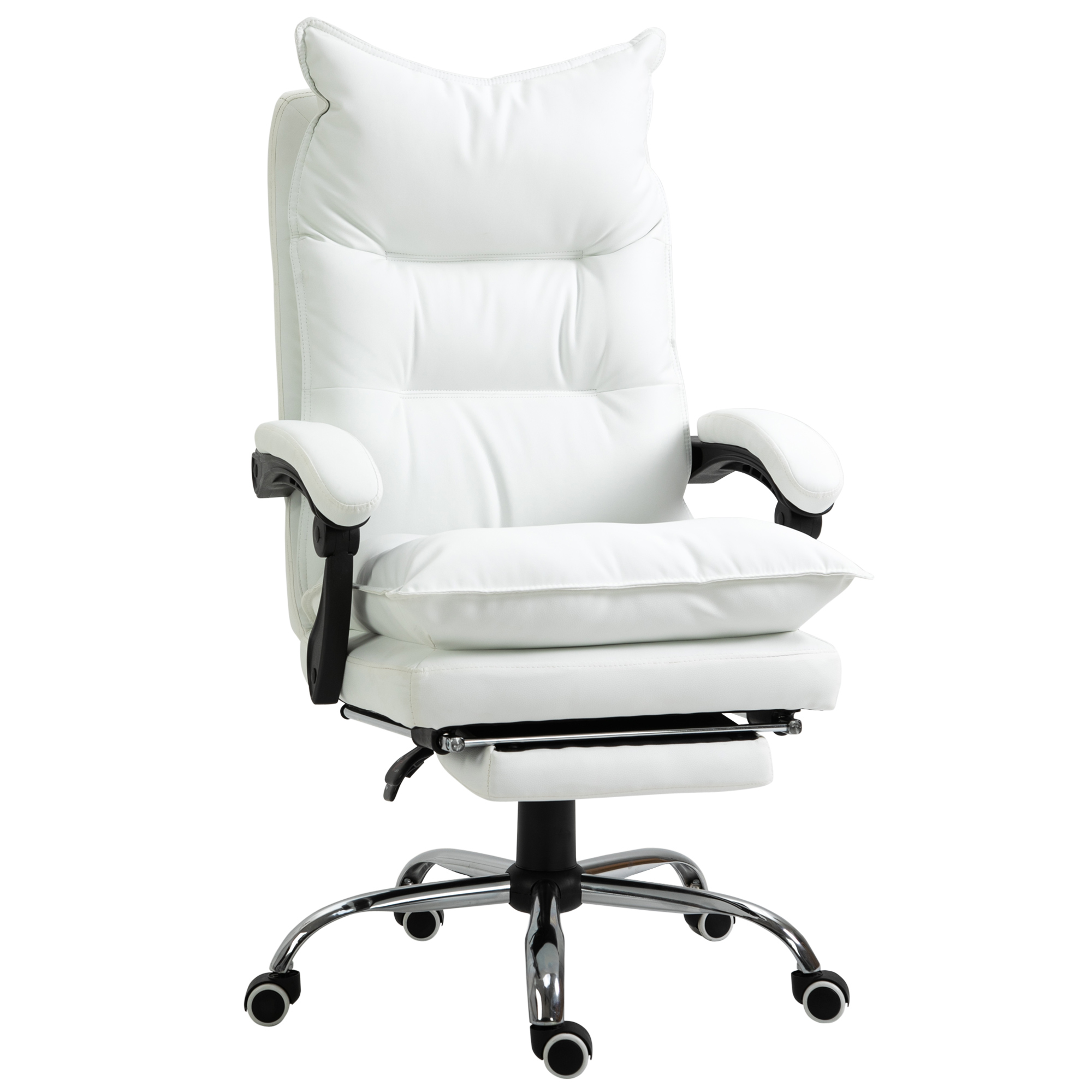 Vinsetto bureaustoel wit, ergonomisch, hoogte verstelbare, 360° draaibaar, tot 135 kg, 90°-155° rugleuning, 70 x 68 x 122-130 cm, wit | Aosom.nl