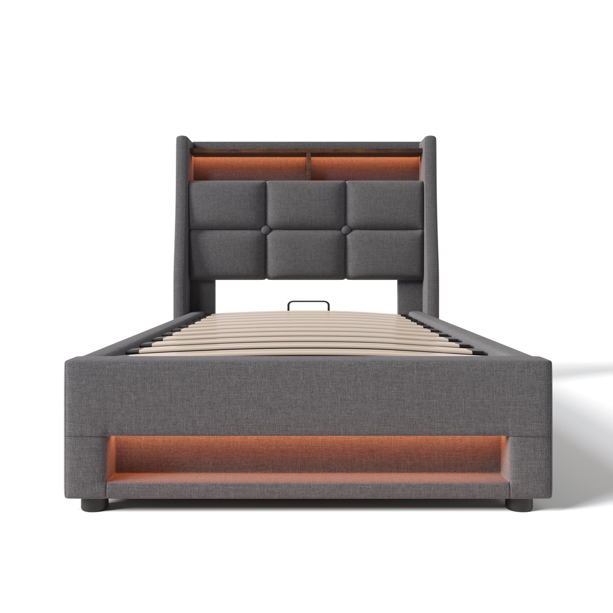 Cama tapizada 90x200 cm, Gris | Aosom España
