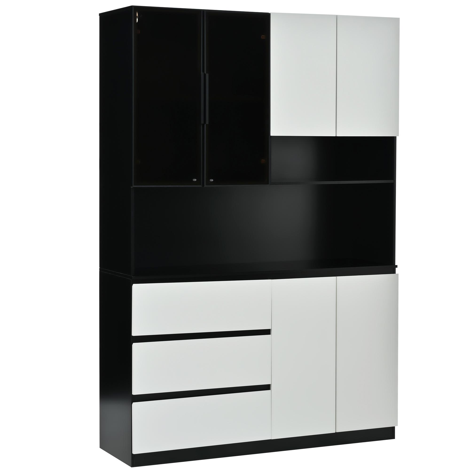 Vitrina de cocina multifuncional, Negro | Aosom España
