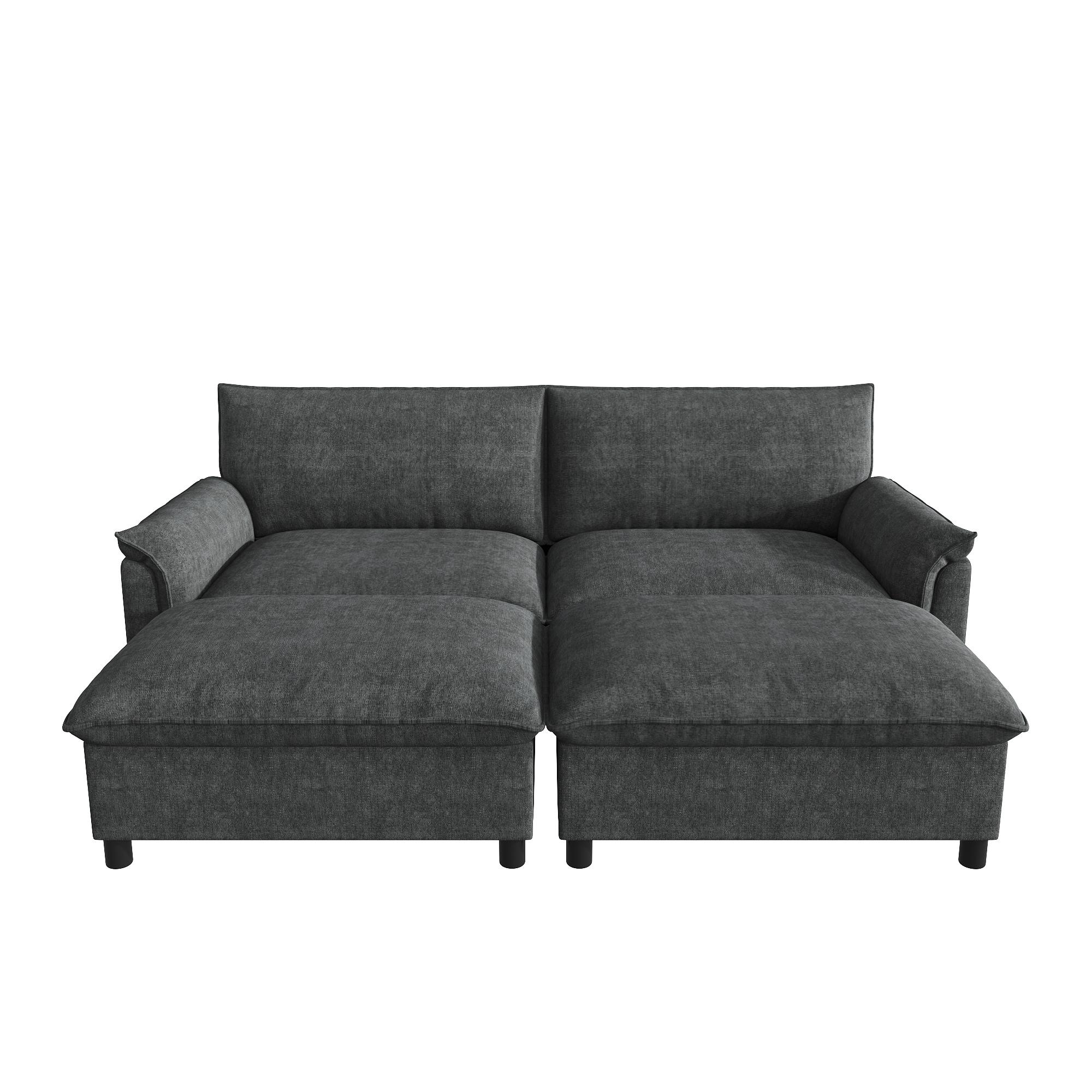 Sofá seccional modular Cloud, Negro | Aosom España