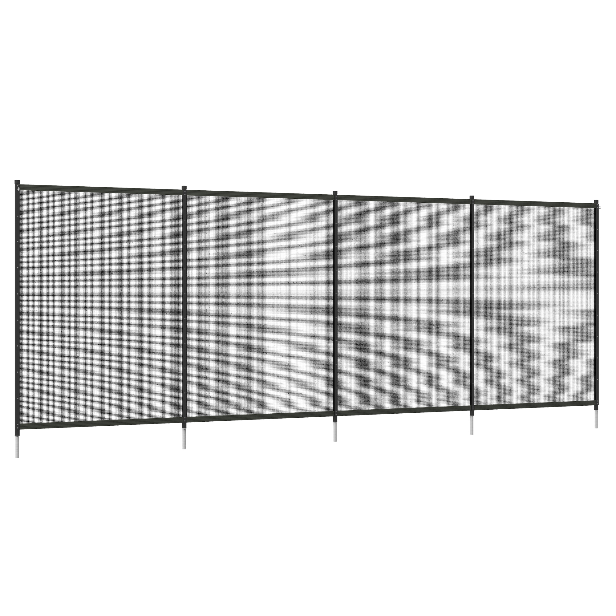 Outsunny Teichzaun, 365 x 126 cm Gartenzaun, 4er Set Dekorative Poolzaun mit Fuß Steckzaun für Terrasse, Balkon, Mesh, Schwarz Aosom