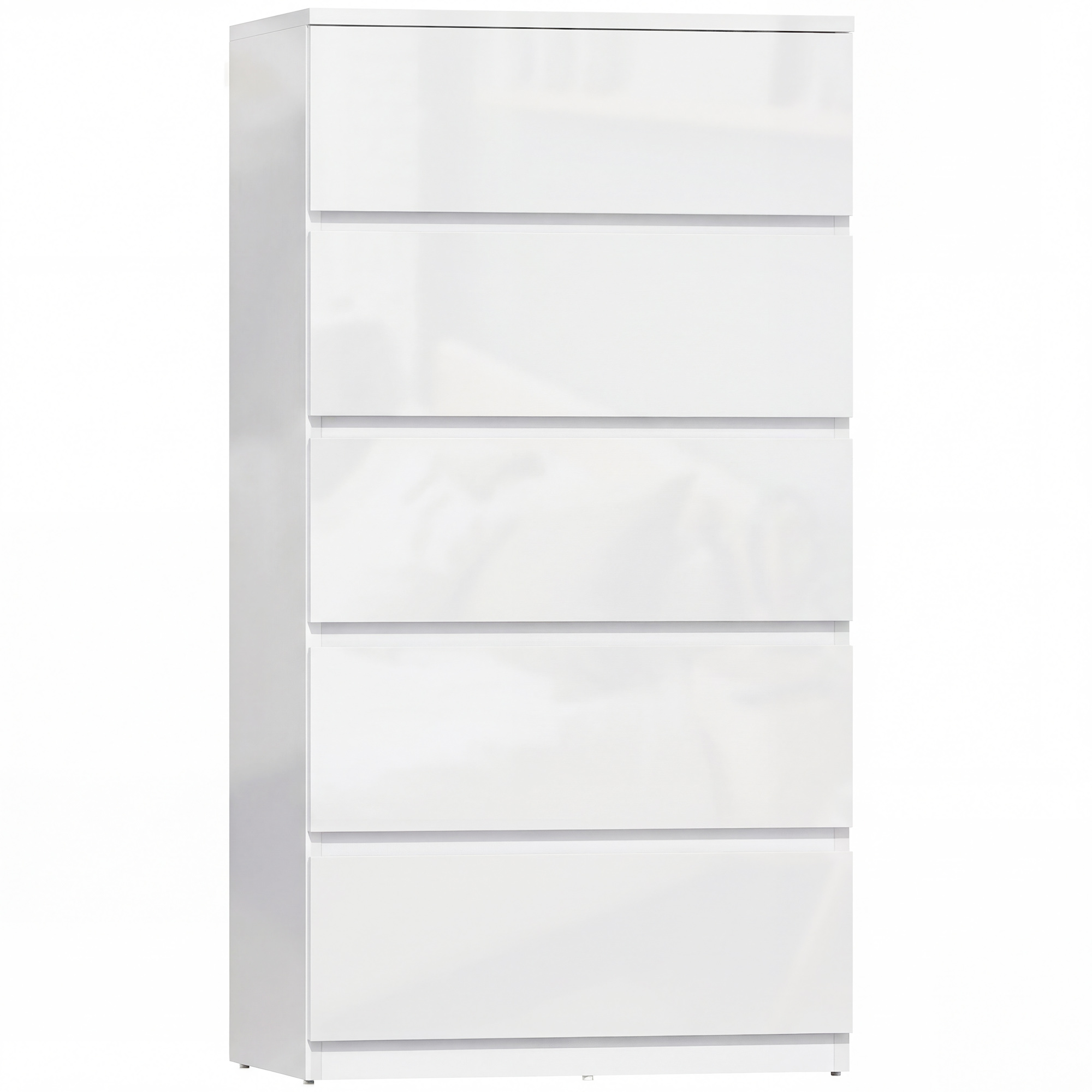 Homcom High Gloss White Chest Of Drawers, 5-Drawer Storage Cabinets, Modern Dresser, Storage Drawer Unit For Bedroom