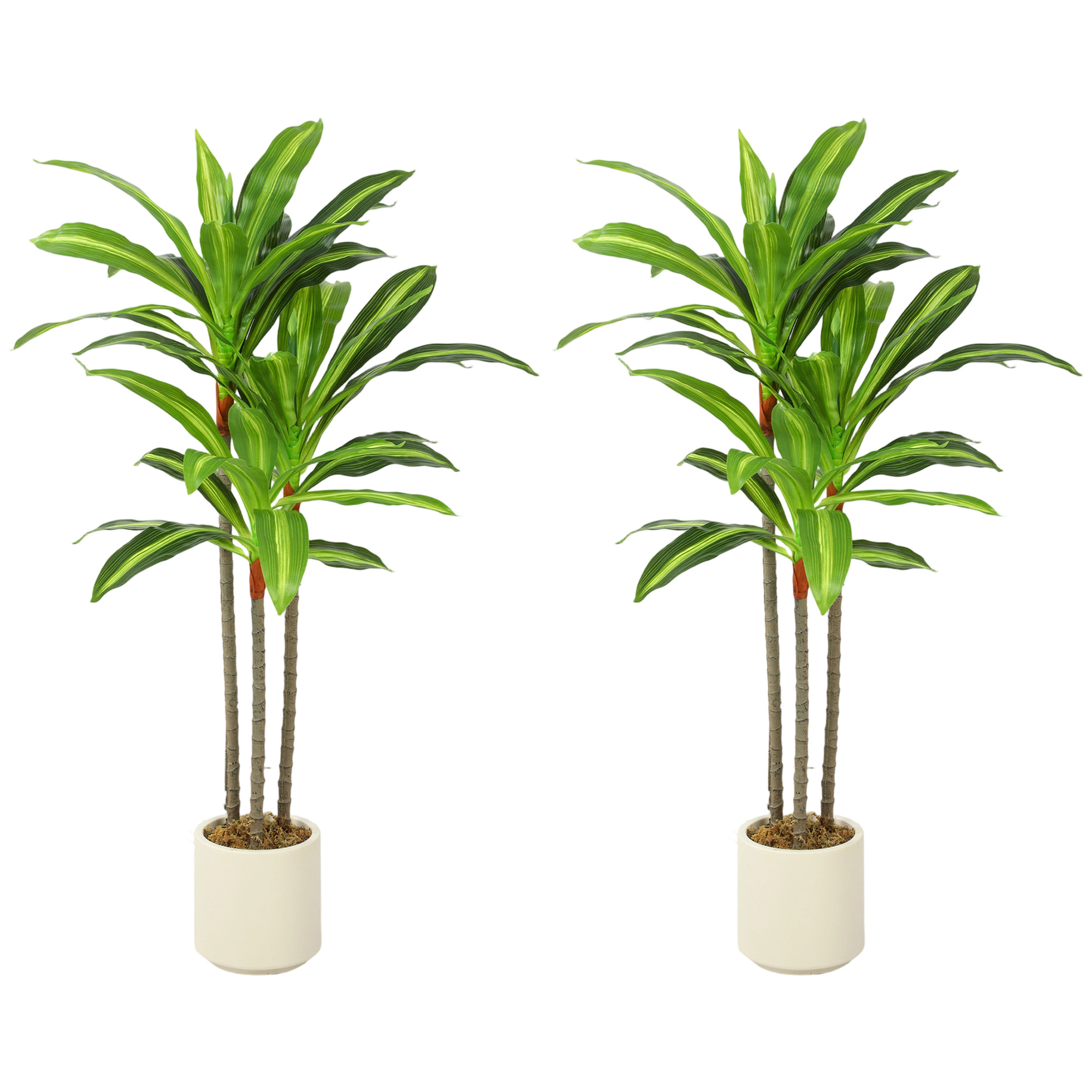 Homcom Green 90Cm Lifelike Fake Tree, Artificial Dracaena Tree With Bendable Trunks,