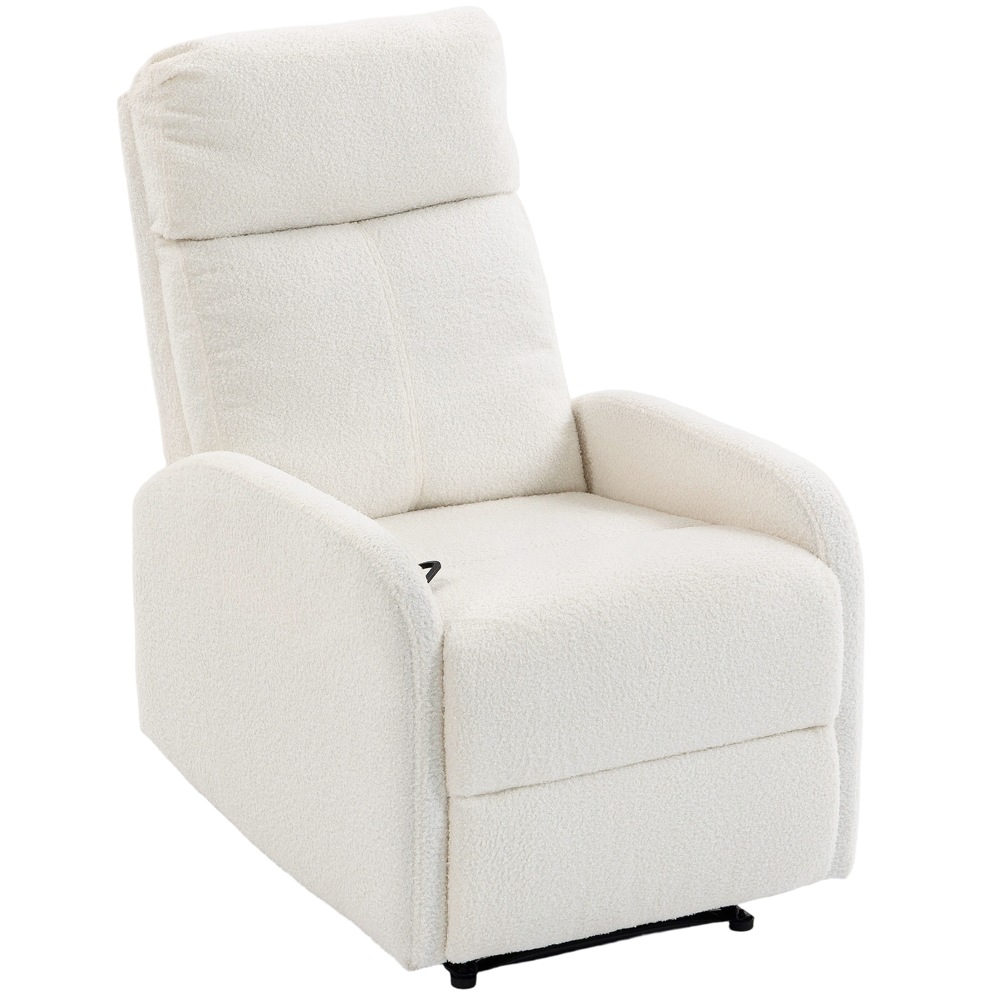 HOMCOM Relaxsessel mit Liegefunktion, Teddy-Plüsch, Taschenfederkern, integrierte Fußstütze, gepolsterter Rücken & Armlehnen, Zuggriff, für Wohnzimmer Büro Heimkino, Creme Aosom