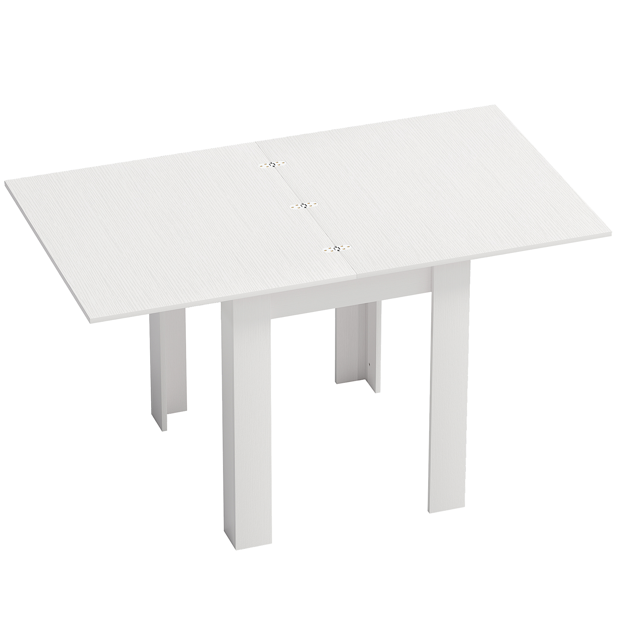 HOMCOM Ausziehbarer Esstisch für 4-6 Personen, klappbares Design, 70-140cm Rechteckiger platzsparender Ausziehtisch mit Anti-Rutsch-Füßen, für Esszimmer und Wohnzimmer, Weiß Holzoptik Aosom