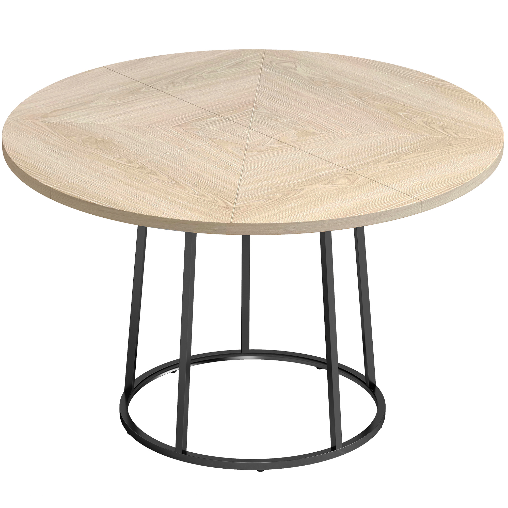 HOMCOM Esstisch rund für 4–6 Personen, Ø 120 x 75 cm, Küchentisch mit konischem Metallgestell, Industriestil, für Esszimmer, Küche, Wohnzimmer, Naturholz Aosom