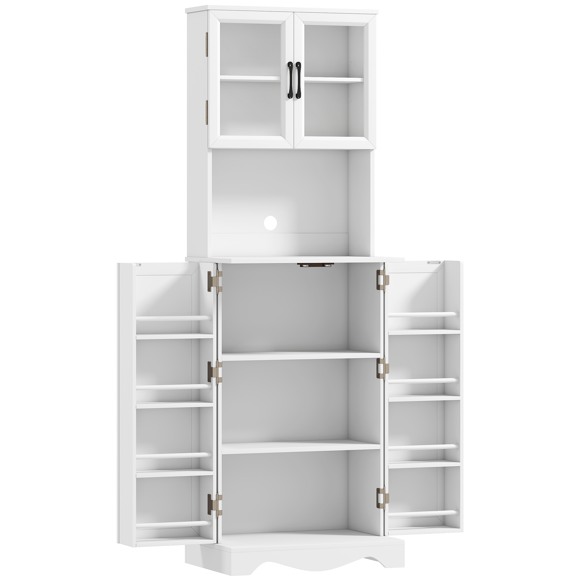 HOMCOM Mobilă de Depozitare pentru Bucătărie cu 2 Dulapuri și 8 Rafturi din Lemn și Acrilic 60x39.5x179.6 cm Alb | Aosom Romania