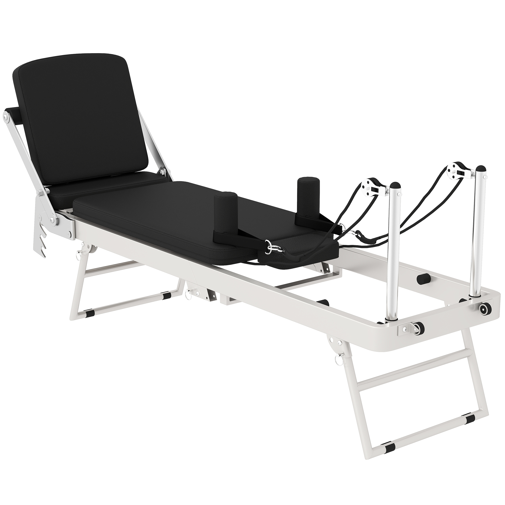 SPORTNOW Reformer Pilates Pliabil pentru Acasa cu 2 Benzi Elastice, Bara Reglabila si Inaltime a Scripetelui, Trainer Multifunctional pentru Antrenament Complet | Aosom Romania
