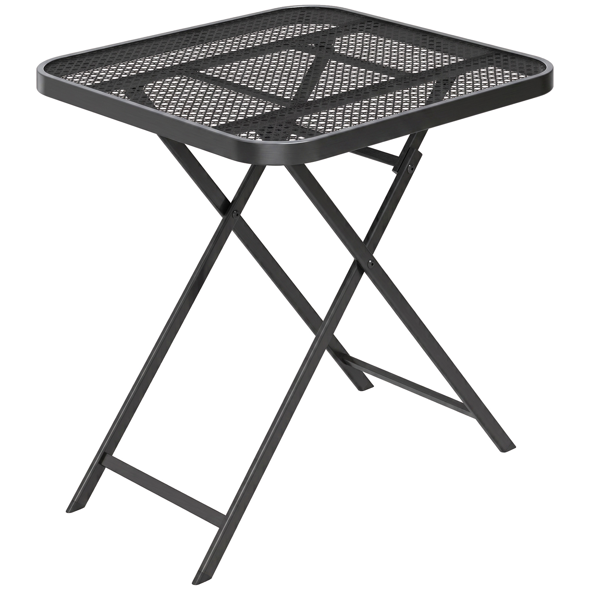 Outsunny Gartentisch klappbar 70 x70 cm, Wetterfest Balkontisch Stahl Klapptisch mit Ausschnitt-Design, Esstisch Outdoor, quadrarisch Beistelltisch, Terrassentisch für Garten Terrasse Balkon Schwarz Aosom