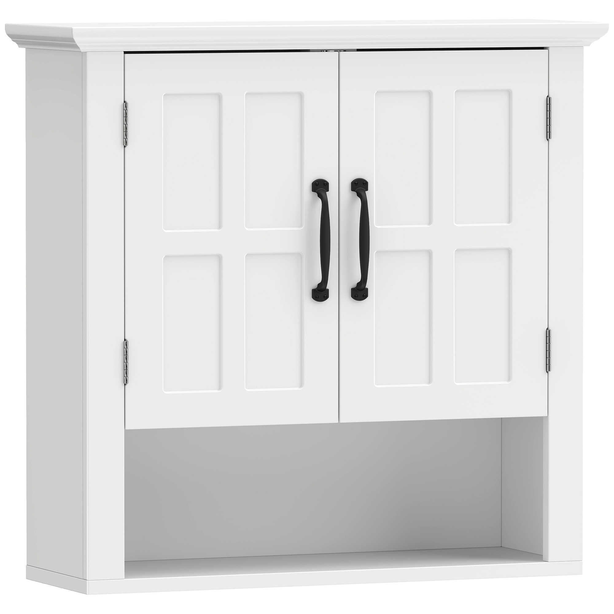 HOMCOM Badschrank Hängeschrank mit verstellbarem Einlegeboden aus Holz, Weiß, 60x19,8x58cm, ideal für Badezimmer Aosom.de