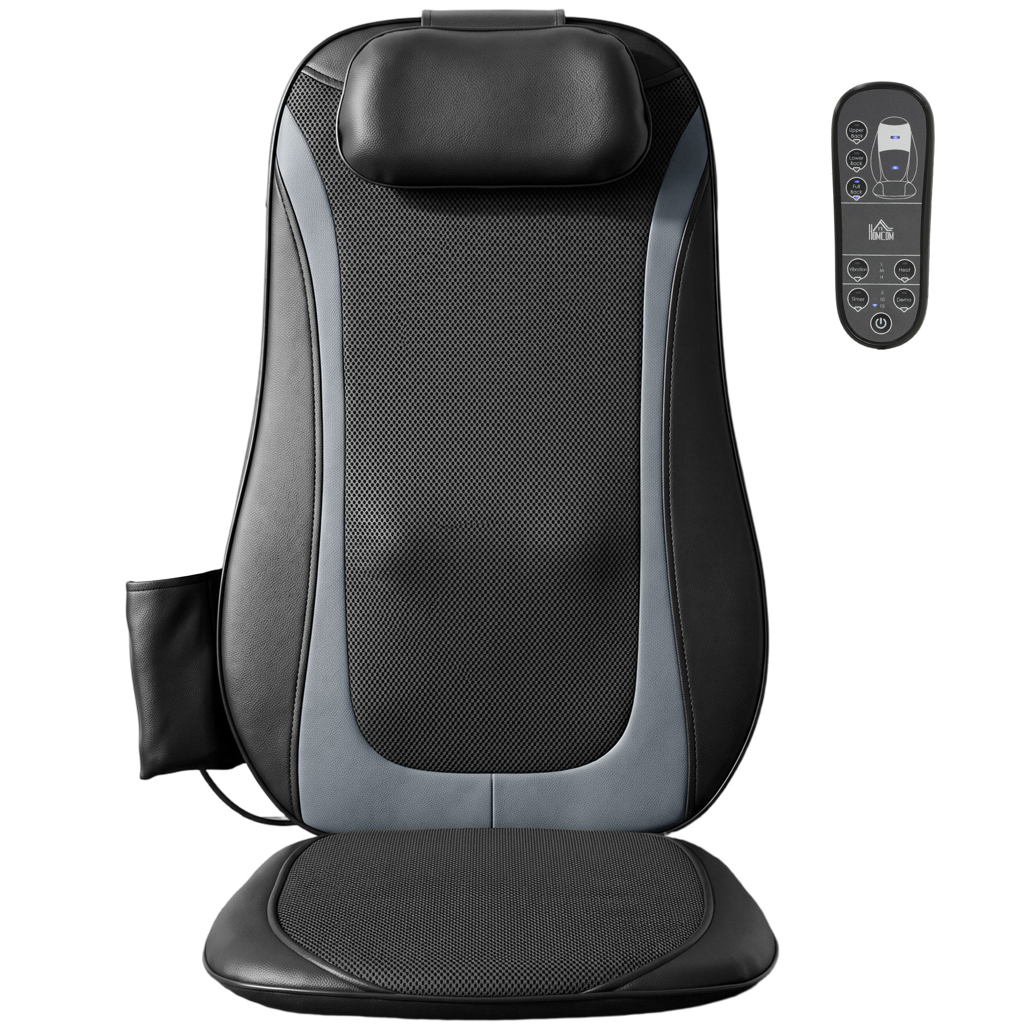 HOMCOM Scaun de Masaj cu Incalzire, Shiatsu si Framantare pentru Spate, Vibratie pentru Solduri si Coapse, Negru | Aosom Romania