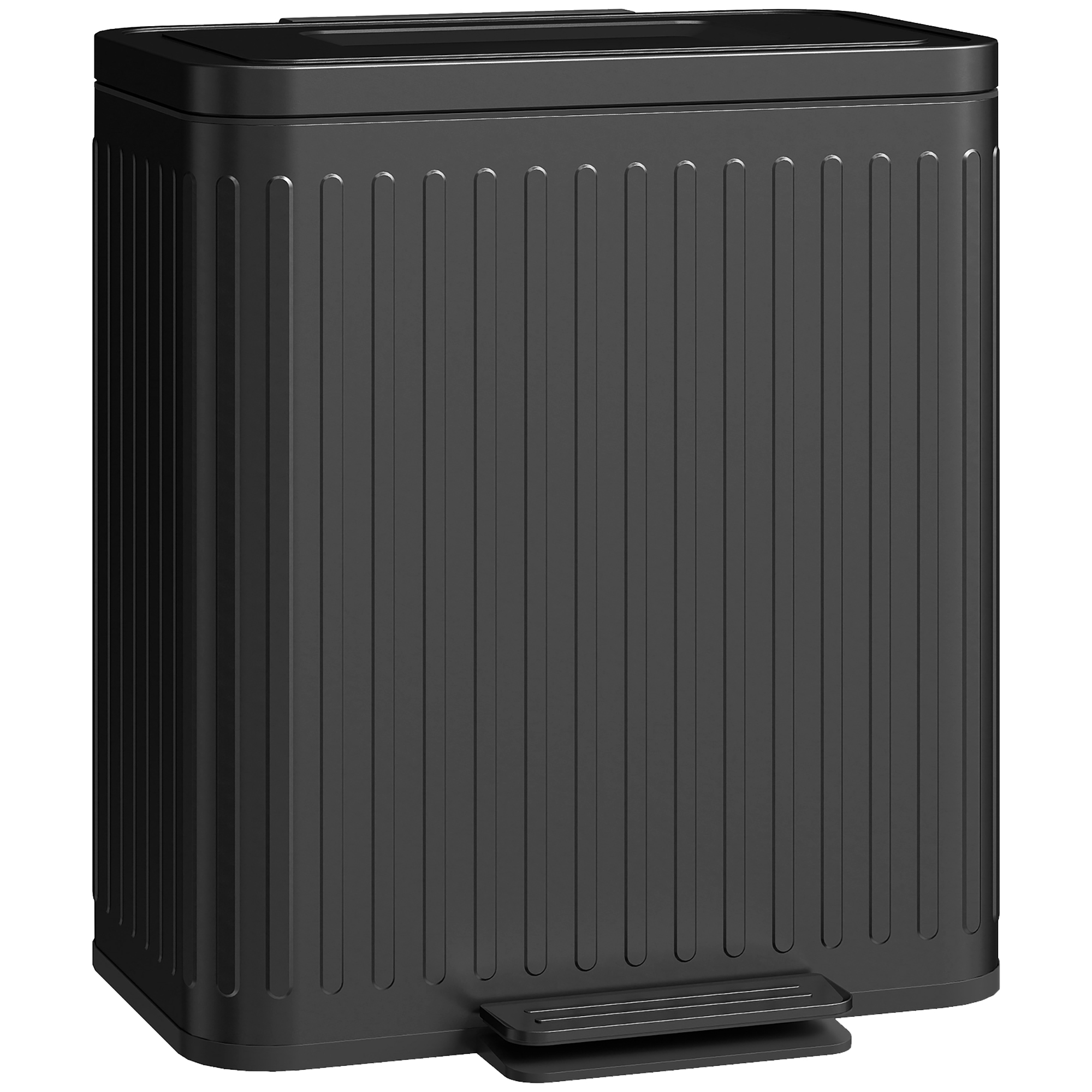 HOMCOM Mülleimer Küche 2 x 20 Liter Treteimer mit Abfallsortiersystem, Soft-Close-Deckel, Offenhaltefunktion, Pedal, Abfalleimer mit herausnehmbar Inneneimer, Schwarz, 45,5 x 36,5 x 51 cm Aosom
