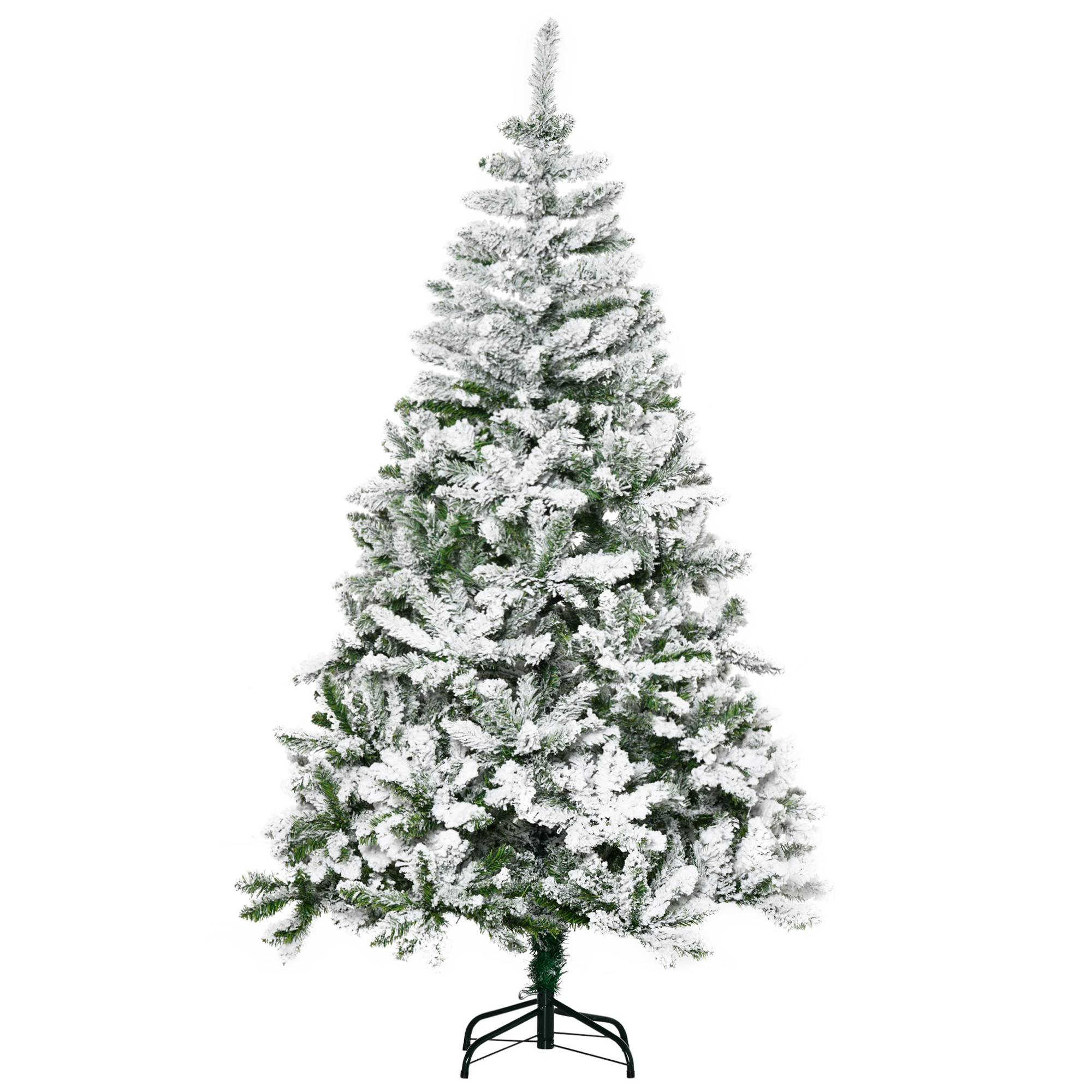 HOMCOM Brad de Crăciun Artificial Înzăpezit cu 750 Ramuri, Bază din Oțel, Plastică, 105x105x180 cm, Verde | Aosom Romania