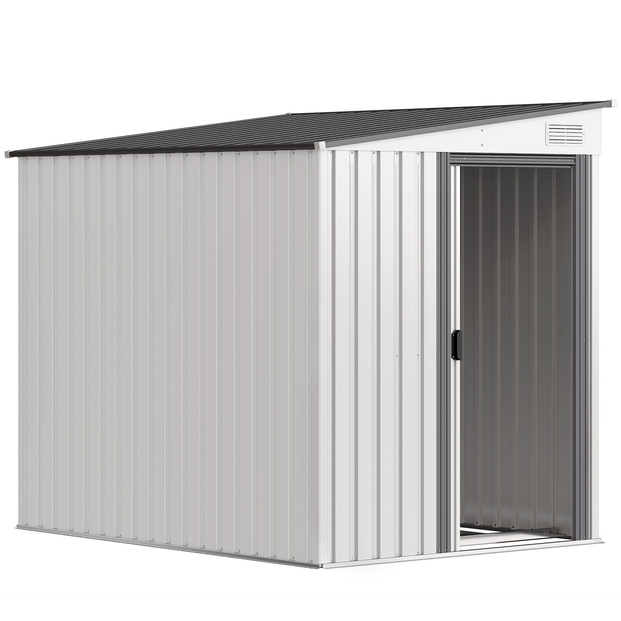 Outsunny Metall Gerätehaus 2,81m² 154x206,5x181 cm Geräteschuppen mit Pultdach Fundament Schiebetür wetterfest Gartenhaus Outdoor Garten Schuppen Schrank für Hinterhof Außenbereich Anthrazit Aosom