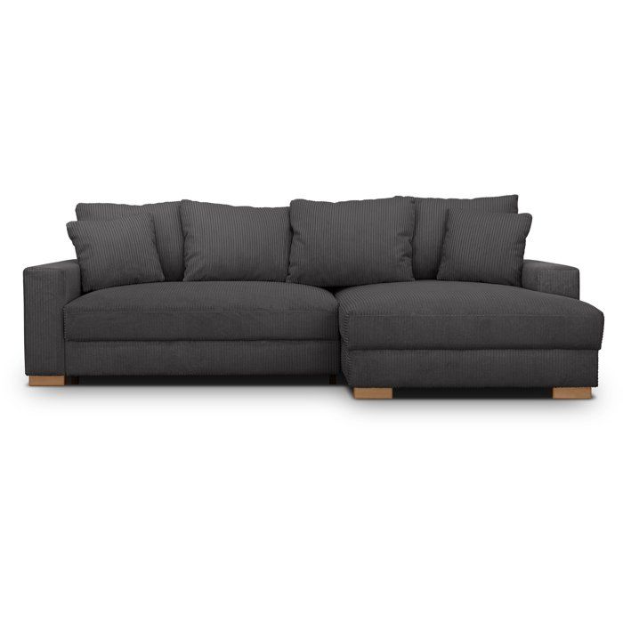 Canapé d'angle convertible réversible - 3 places - MALLO - Tissu velours côtelé Anthracite - 232 x 138/