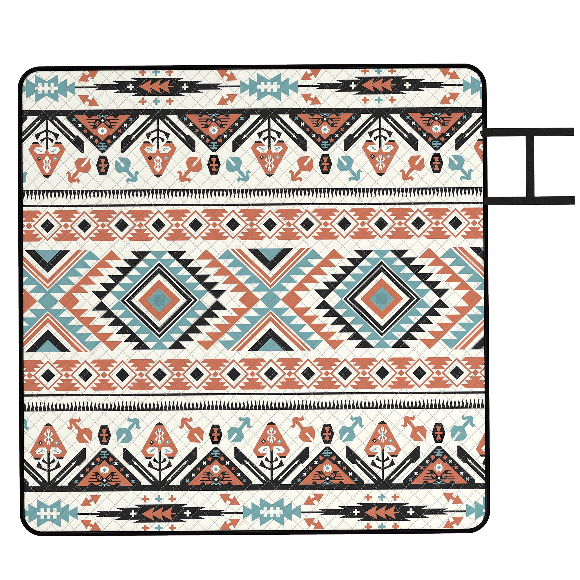 Outsunny Mix-Colour Picnic Blanket, 200X200cm Large Beach Blanket Outdoor Picnic Mat With Integrated Strap For Camping,